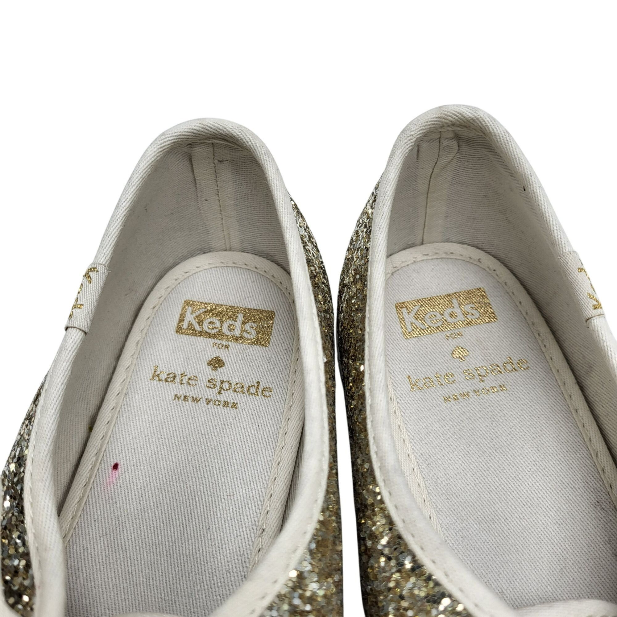 Keds Keds X Kate Spade Gold Glitter Sparkle White Sneakers Satin Size US 8 / IT 38 - 6 Thumbnail