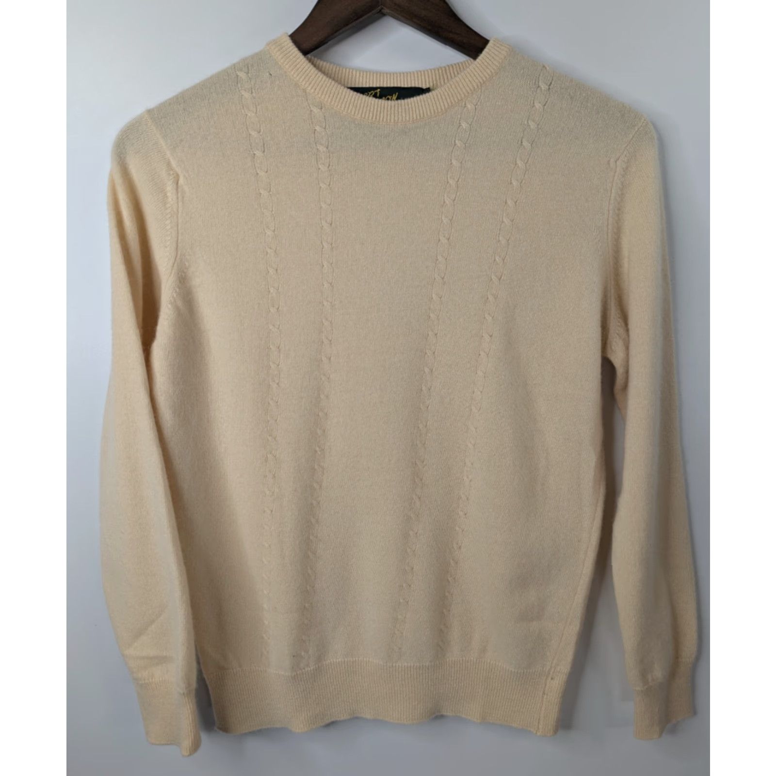Vintage Albert Ferguson LTD 100% Pure Cashmere Rib Sweater Pullover Beige Unisex Adults One Size Long Sleeve Hand Wash Only Scotland Size ONE SIZE - 4 Thumbnail
