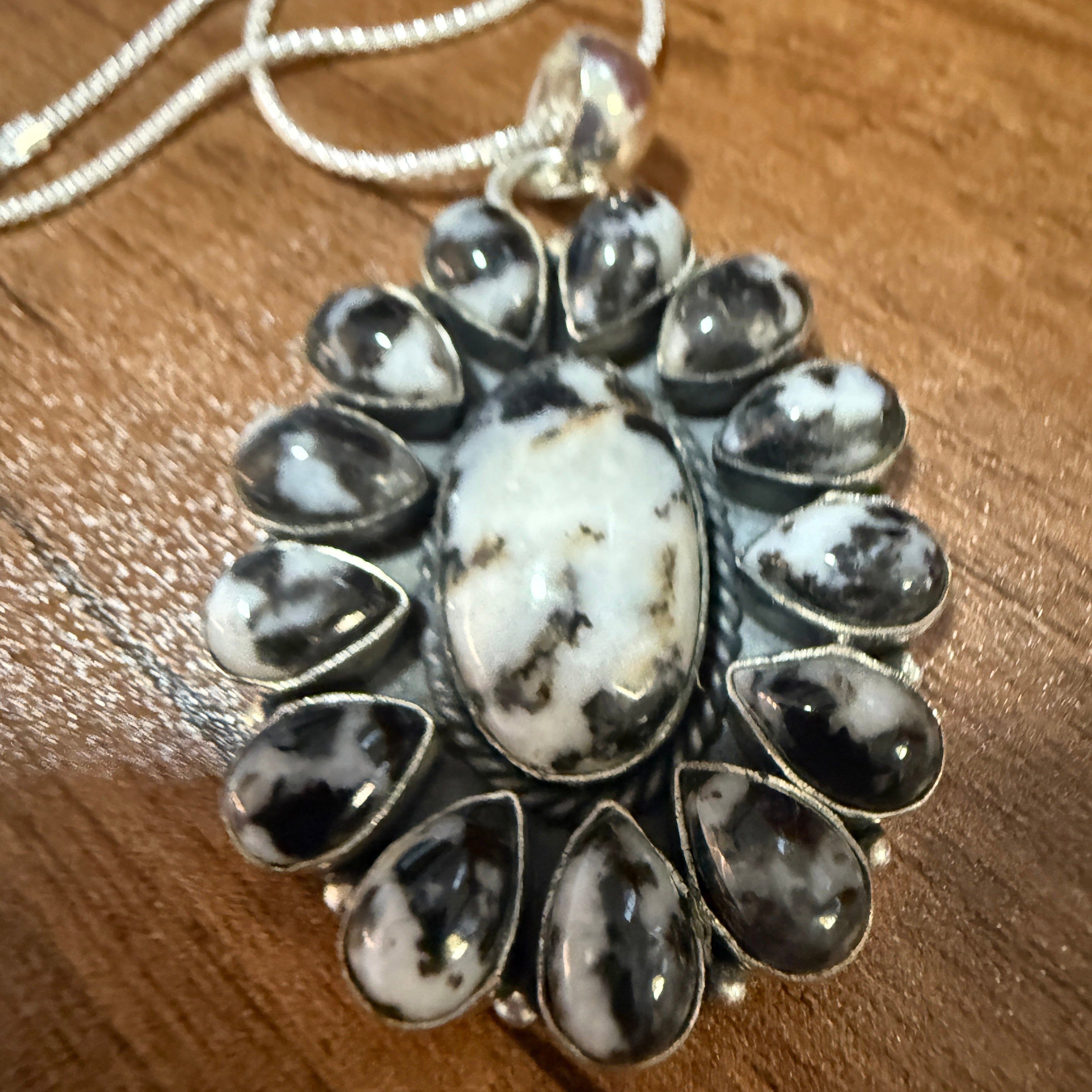 Other White Buffalo Dahlia Turquoise Gemstone Navajo Pendant Size ONE SIZE - 8 Thumbnail