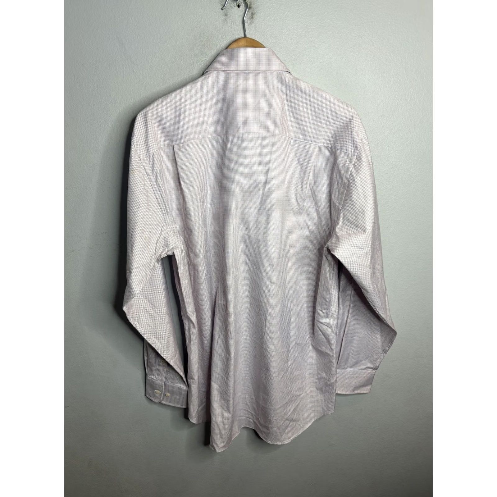 David Donahue David Donahue Dress Shirt Mens 16.5 34/35 Orange Blue Check Long Sleeve Cotton Size 46R - 6 Thumbnail