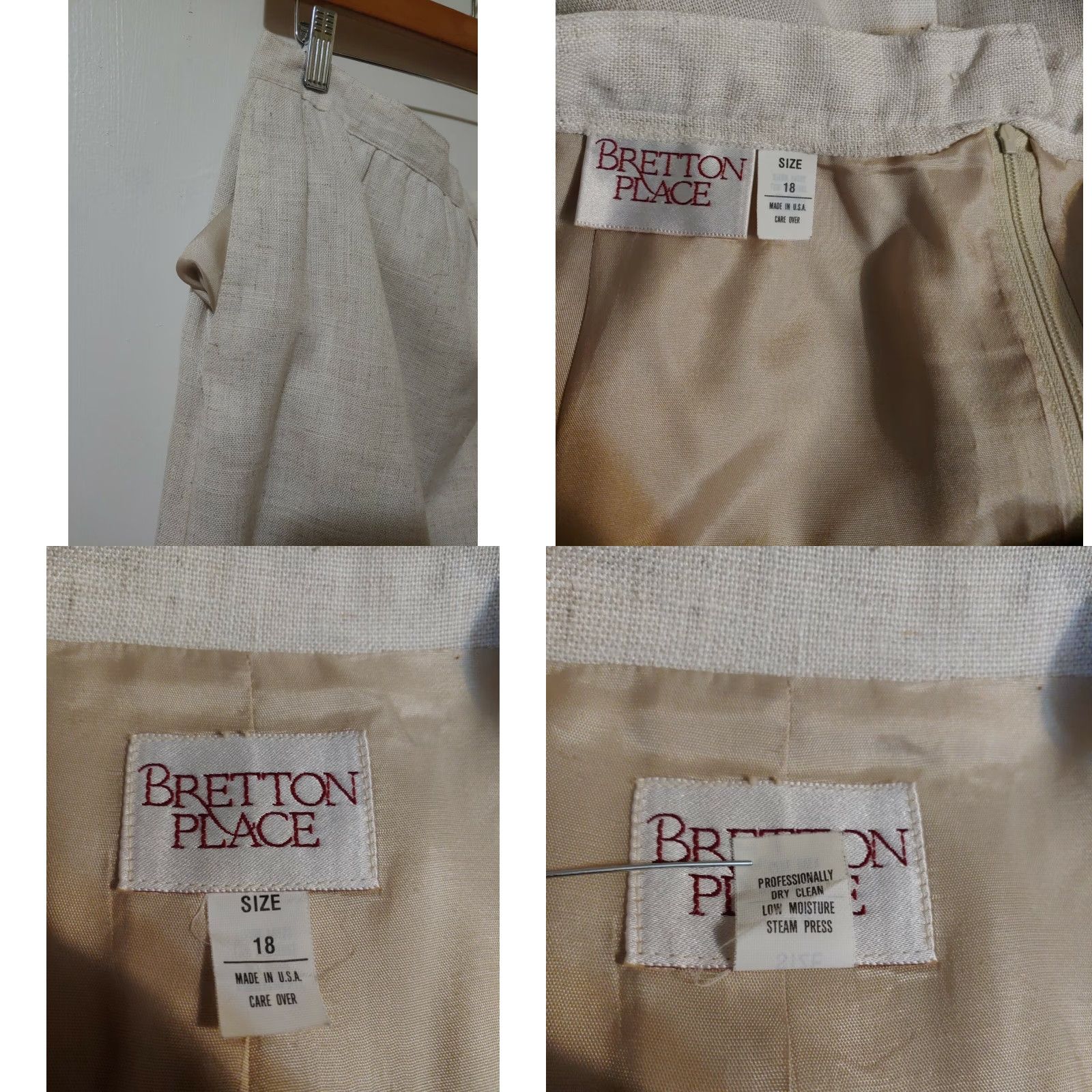 Vintage VINTAGE Bretton Place Women Skirt Suit 2-Piece Beige 18 L/S Pockets USA Career Mens? Size 40" / US 18 - 8 Thumbnail