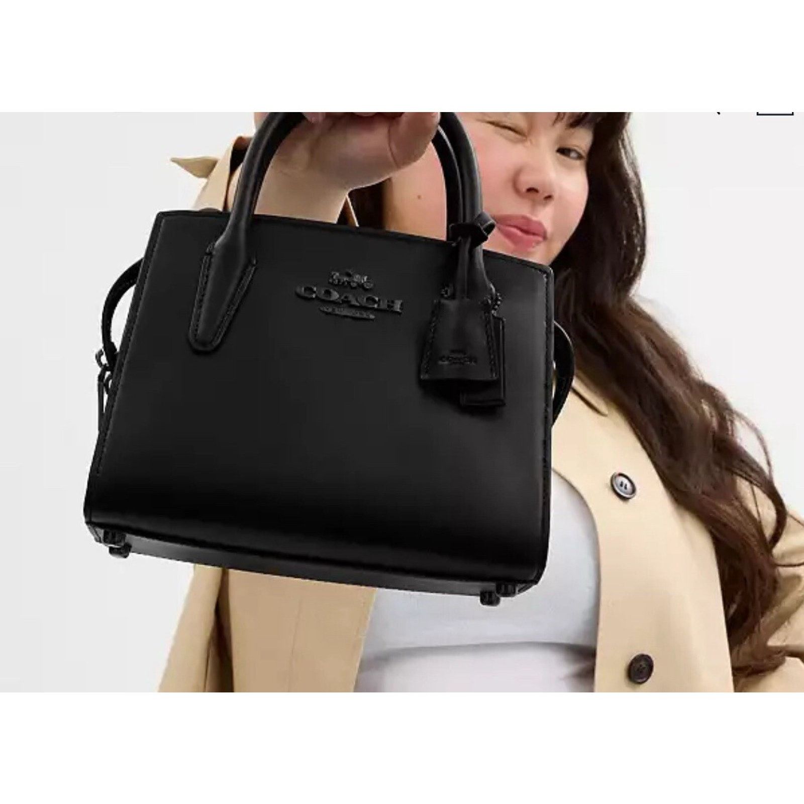 Coach New COACH Andrea Carryall Shoulder Bag Black CP081 Outlet Size ONE SIZE - 5 Thumbnail