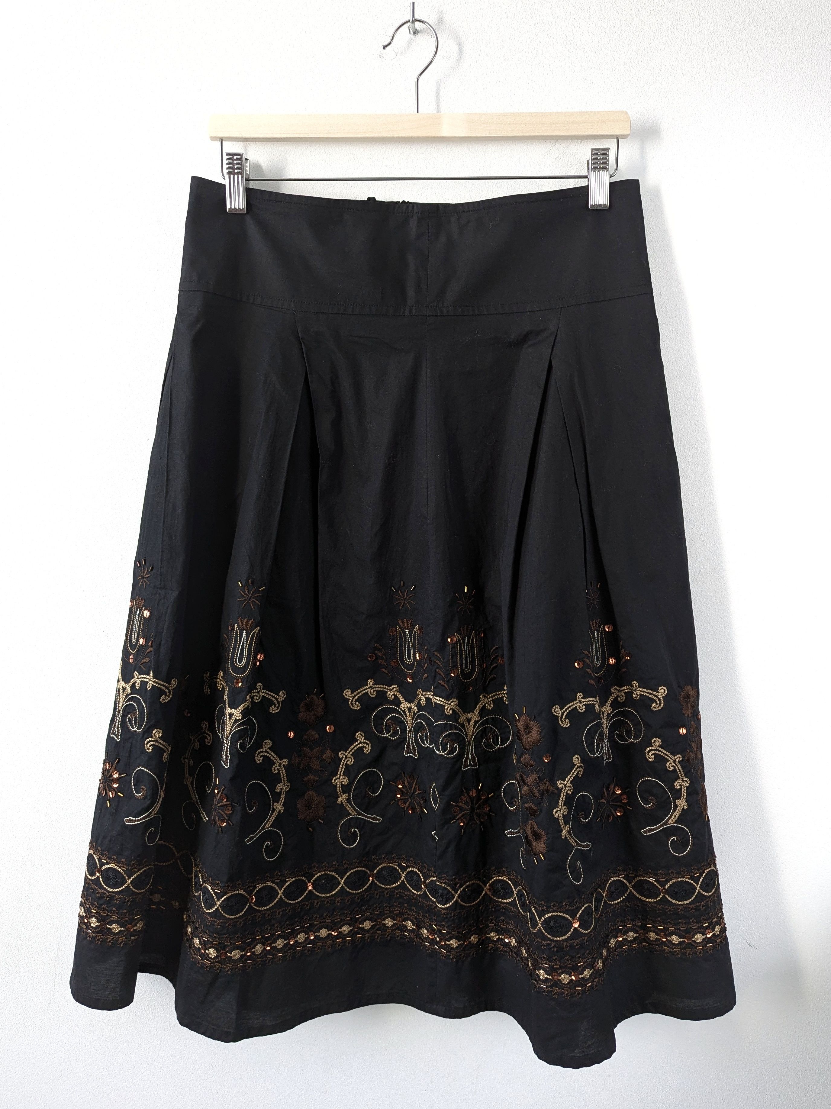 Other Apriori Embroidered Cotton Midi Skirt Black Boho Millenium Size 30" / US 8 / IT 44 - 1 Thumbnail