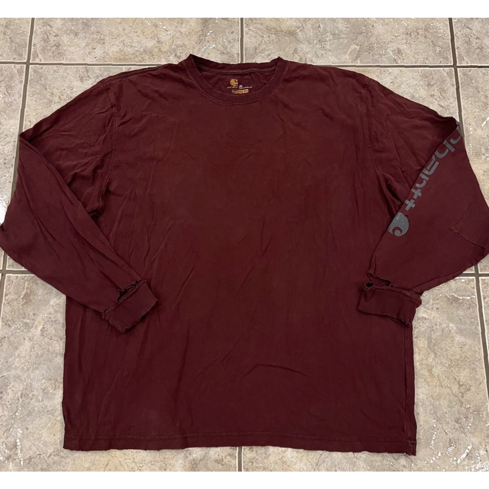 Carhartt VINTAGE Carhartt K231 Logo T-Shirt Mens XL Red Distressed Thrashed Long Sleeve Pullover Crew Neck Heavyweight Adventure Outdoor Workwear Shirt Mens Size US XL / EU 56 / 4 - 2 Thumbnail