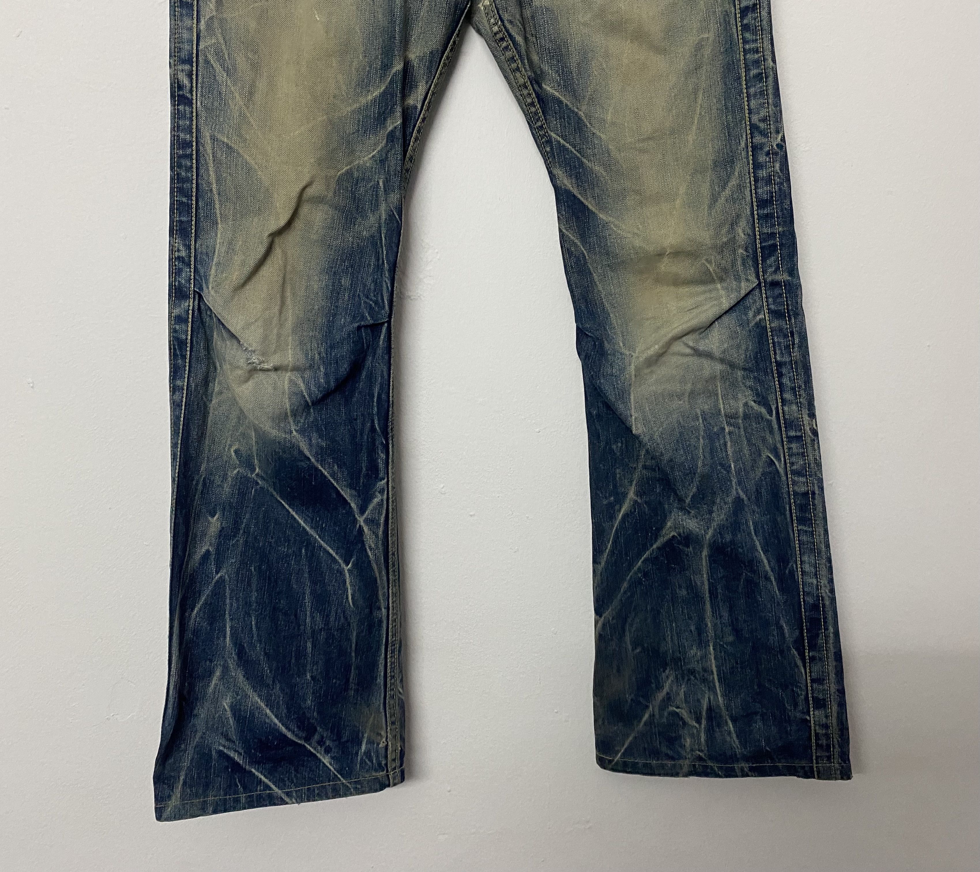 Japanese Brand Vintage Blue Way Acid Wash Flare Bootcut Jeans Size US 33 - 4 Thumbnail