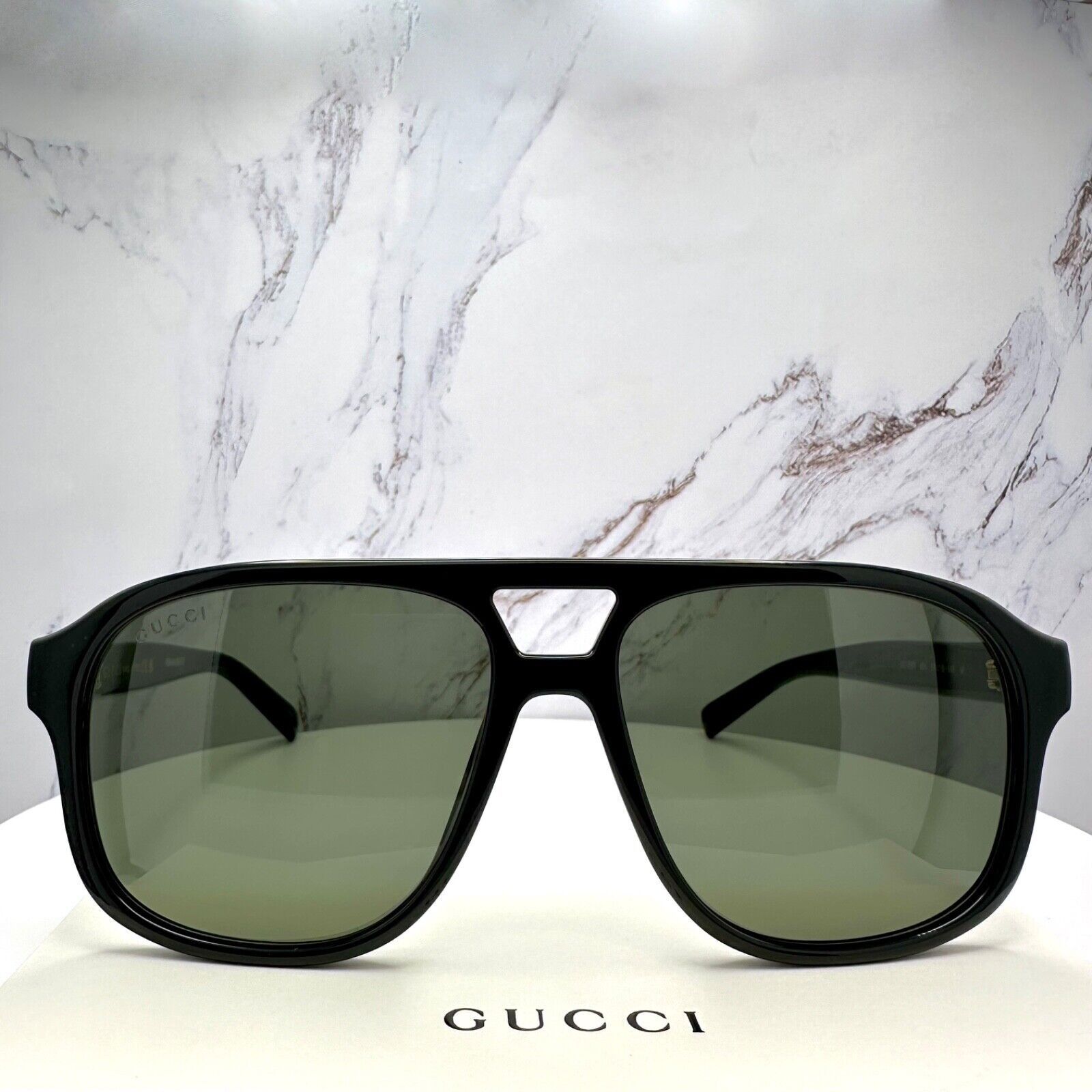 Gucci New GUCCI Sunglasses 2025 Release Black Aviator Gold Logo Size ONE SIZE - 4 Thumbnail