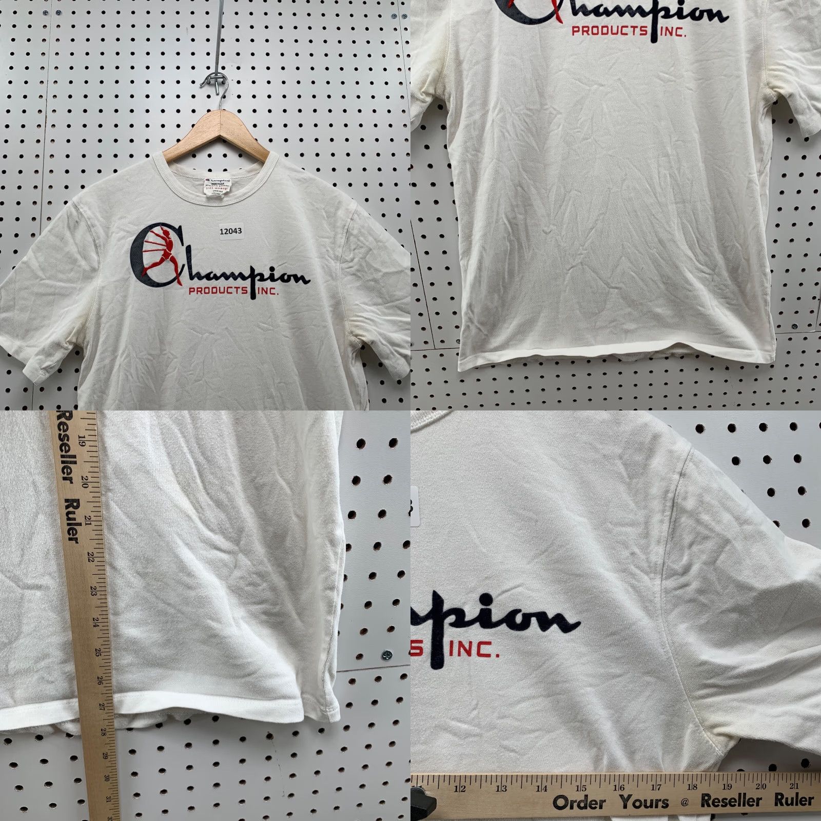 Champion VINTAGE Champion Heritage Shirt Mens Medium White Spell Out Retro Logo Short Sleeve Size US M / EU 48-50 / 2 - 8 Thumbnail