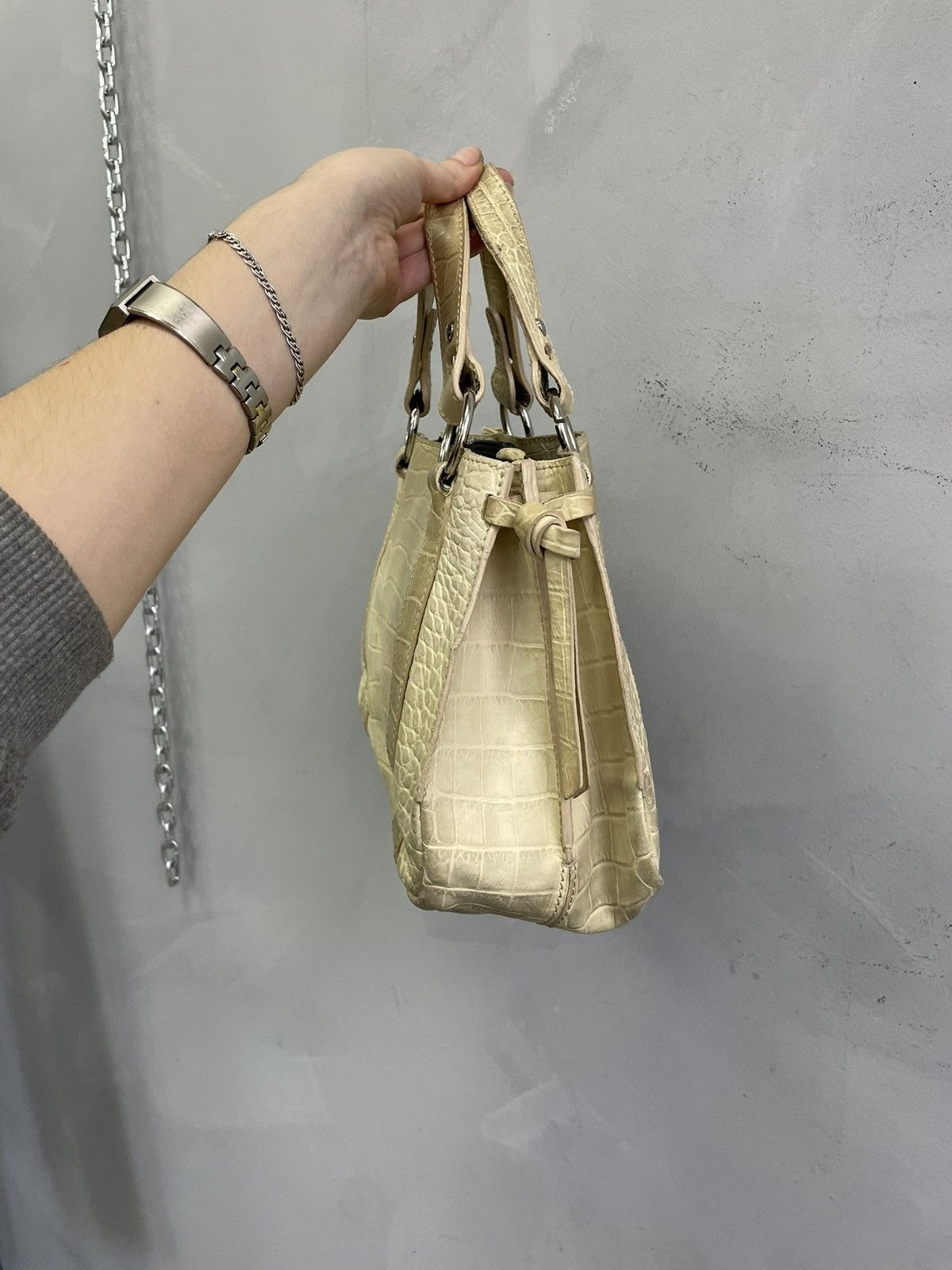 Emporio Armani Emporio Armani beige croco leather handbag Y2K classy style Size ONE SIZE - 3 Thumbnail