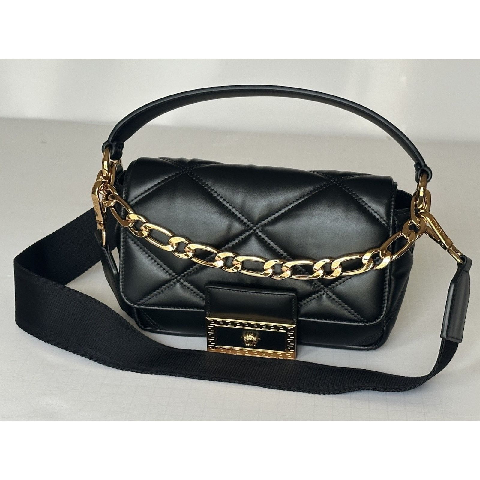 Versace Versace Quilted Leather Black Small Shoulder Bag 1014521 Size ONE SIZE - 9 Thumbnail