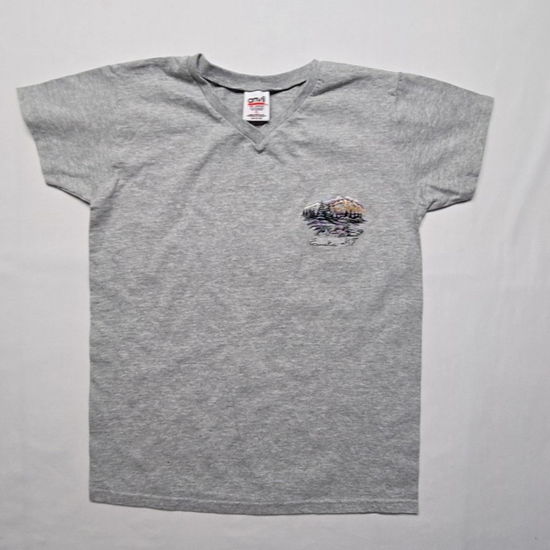Anvil Vintage Eureka Montana Graphic Gray V-Neck Small T-Shirt 90s Size S / US 4 / IT 40 - 1 Thumbnail