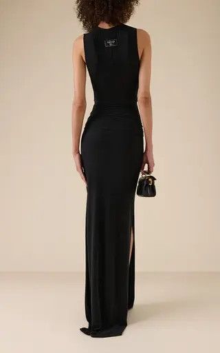 Balmain o1s1wg110526 Knotted Cutout Maxi Dress in Black Size L / US 10 / IT 46 - 4 Thumbnail