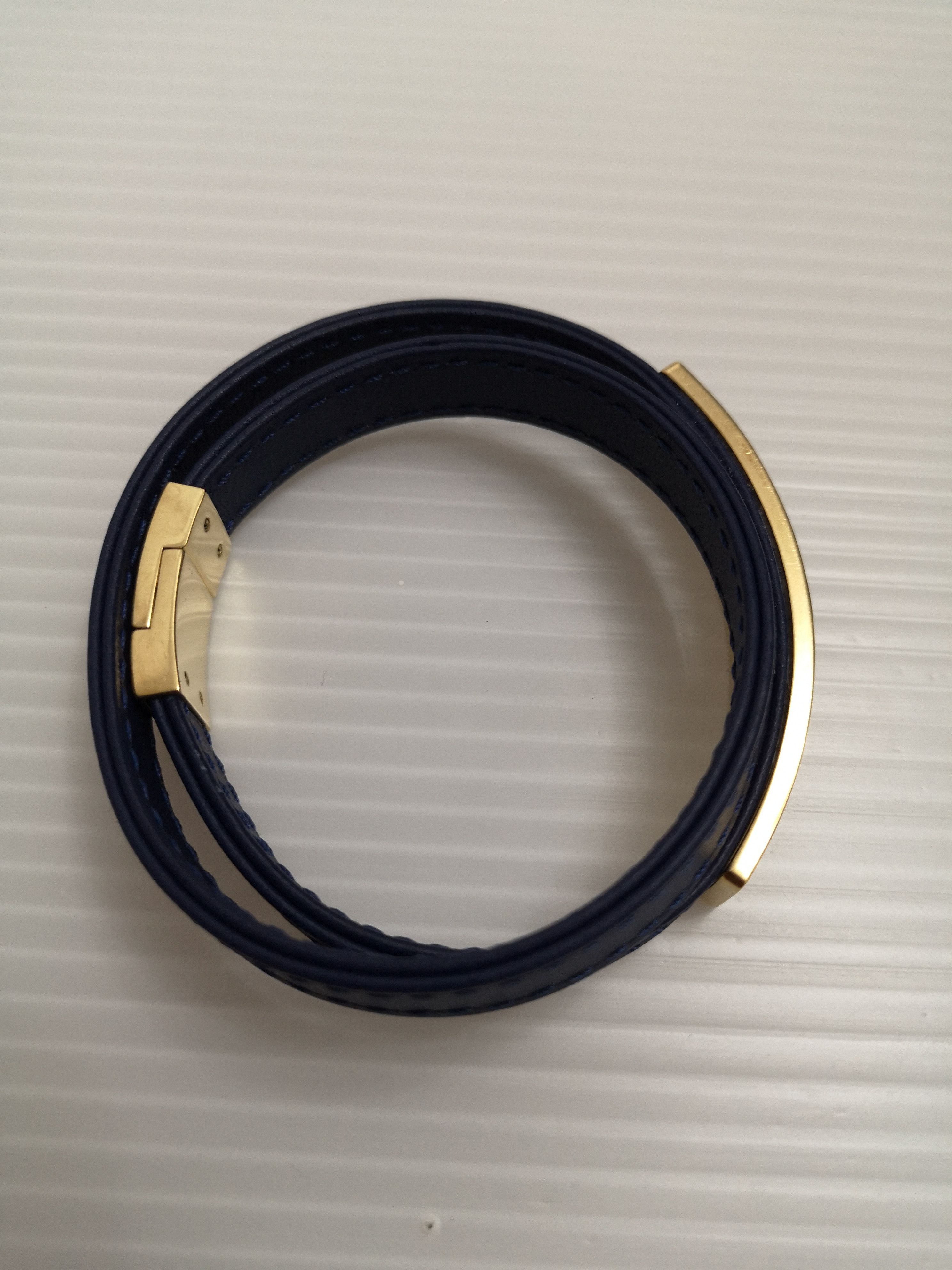 Swarovski frame clear crystal navy double real leather straps bracelet Size ONE SIZE - 5 Thumbnail