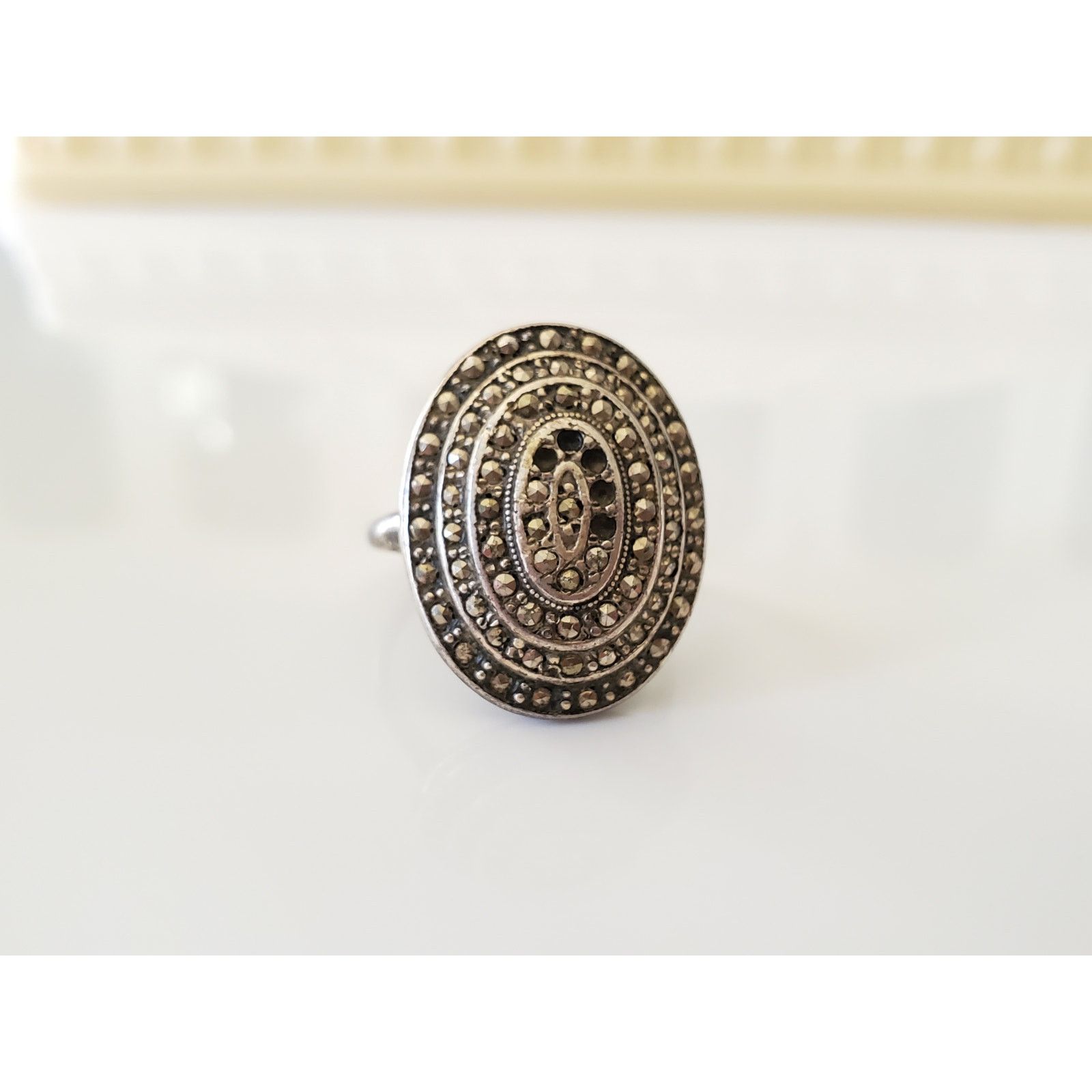 Other Vintage Sterling Silver Marcasite Ring Size ONE SIZE - 1 Thumbnail