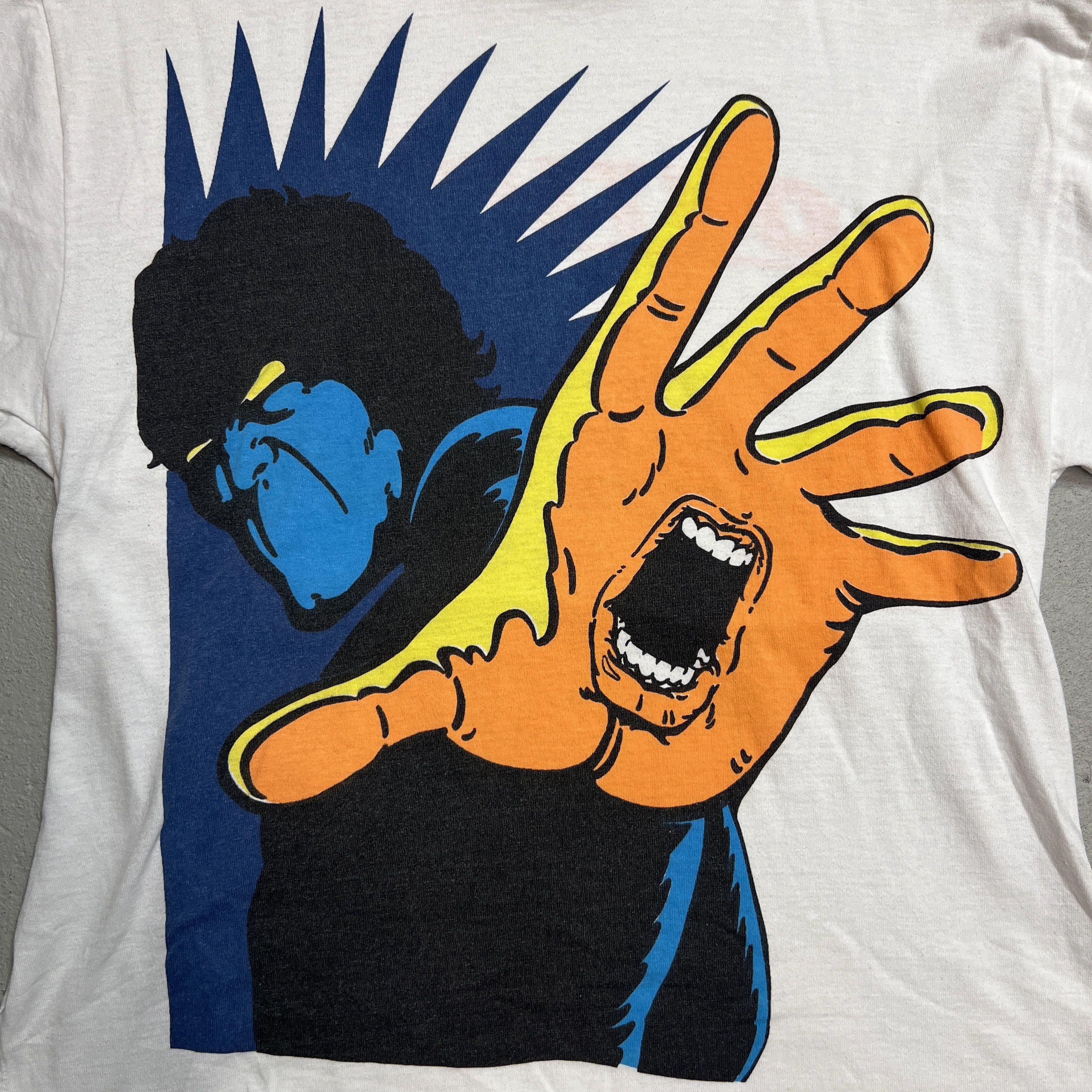 Vintage Vintage 1990s Outloud Rare Promo White Tee Hand Mouth Size US L / EU 52-54 / 3 - 3 Thumbnail