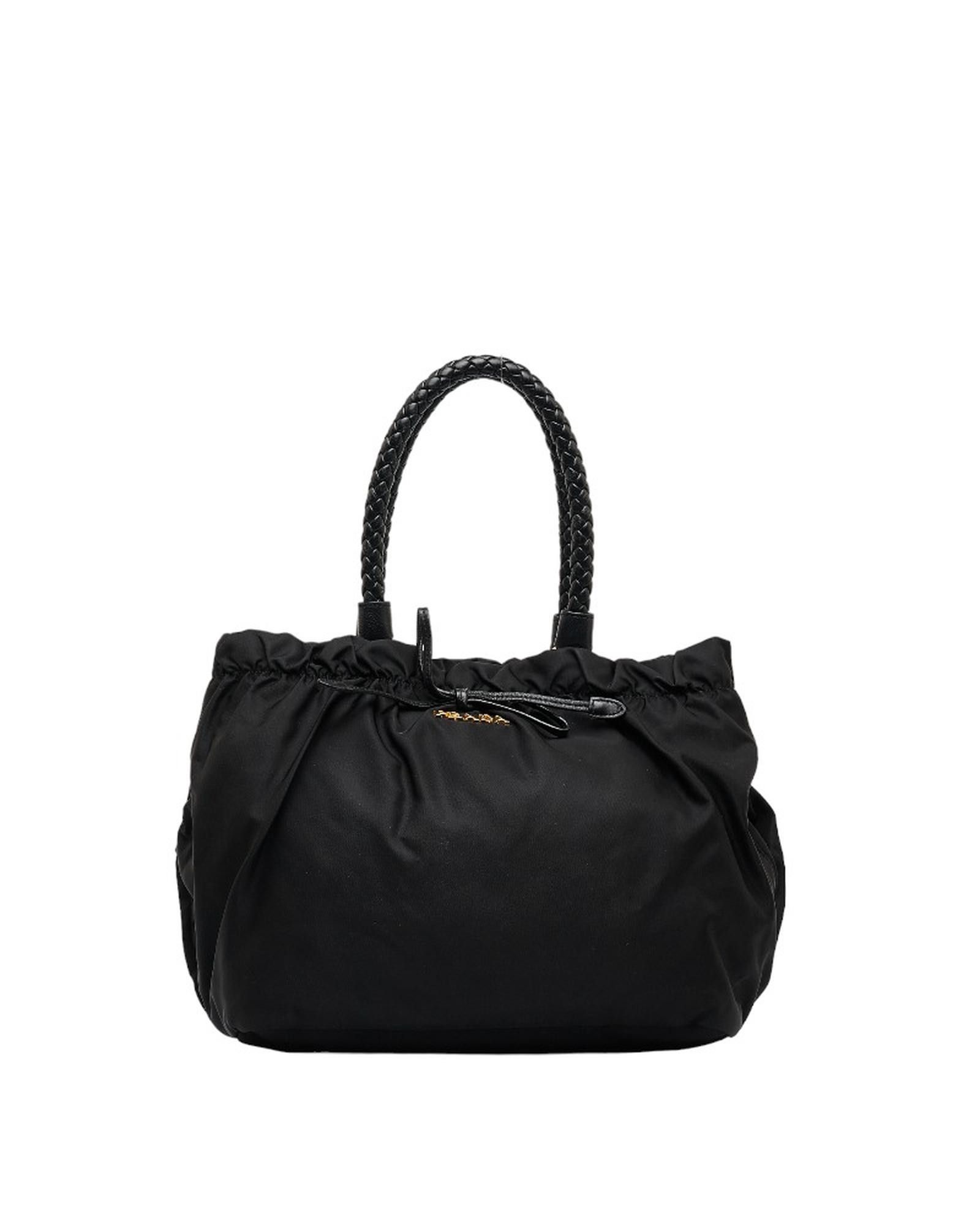 image of Prada Black Bow Handle Bag In Ab Condition, Women's