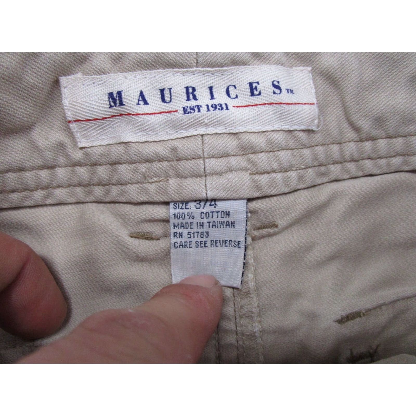 Vintage VTG Maurices Maxi Skirt Womens Size 4 Beige Cotton Back Slit Pockets Button 1990s City Preppy Fall Spring Summer Women Size 27" / US 4 / IT 40 - 6 Thumbnail