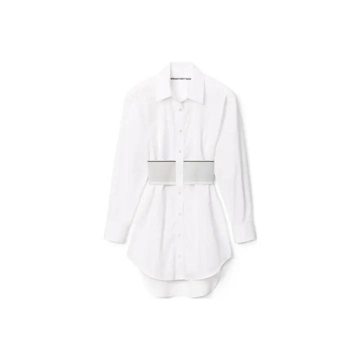 Alexander Wang Alexander Wang SS22 Logo Long Sleeve Shirt Dress 0079 Size S / US 4 / IT 40 - 1 Thumbnail