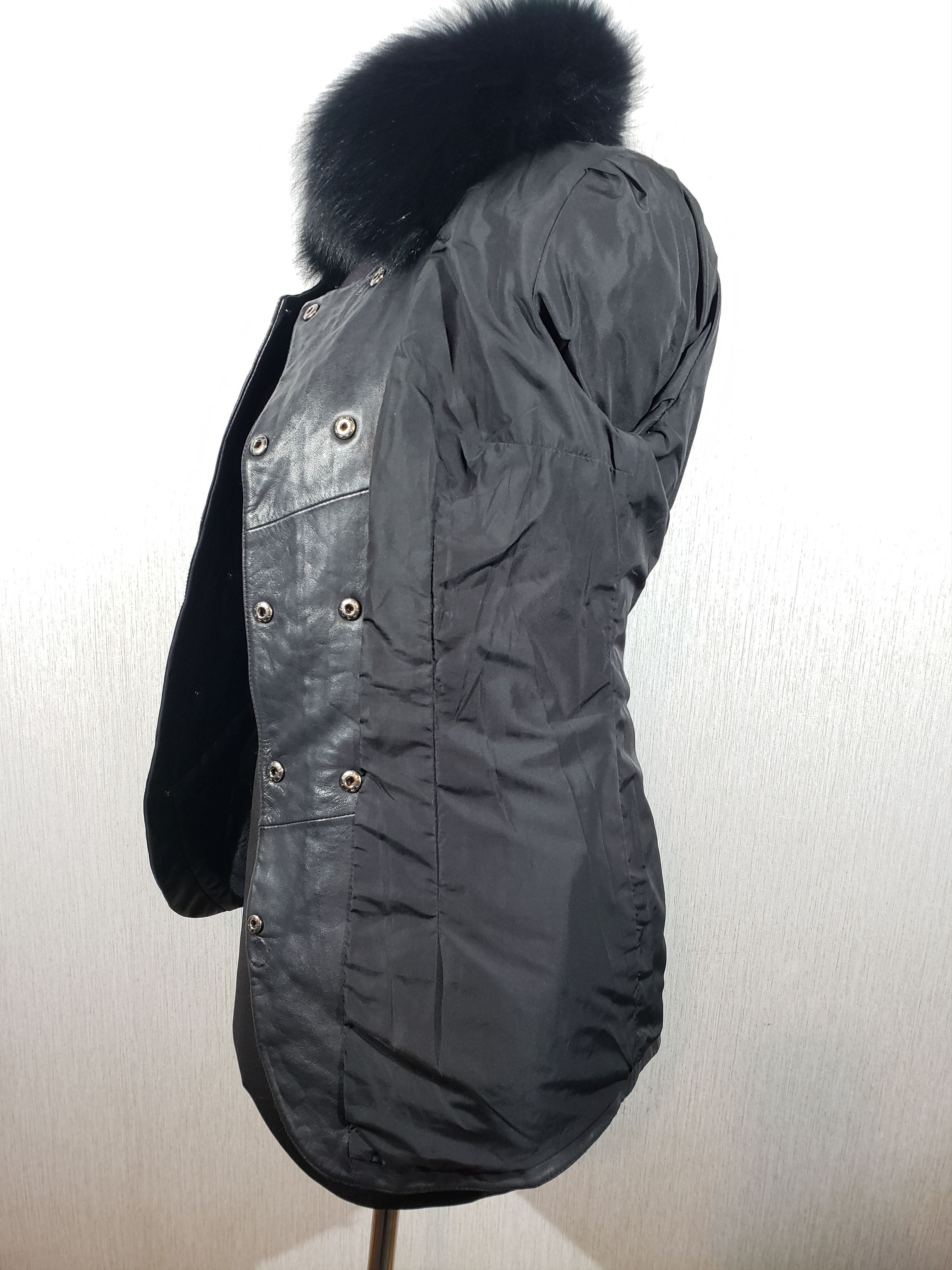 Other Black women's leather jacket with fur sleeves. Size M / US 6-8 / IT 42-44 - 10 Thumbnail