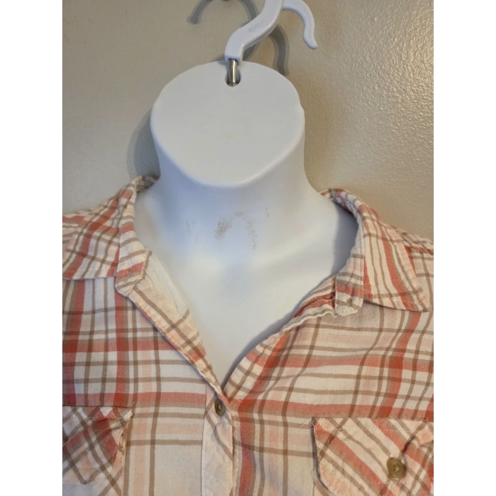 Croft & Barrow VINTAGE? No. Croft & Barrow White Orange Plaid Button Up Flannel Shirt Womens XL Size XL / US 12-14 / IT 48-50 - 2 Thumbnail