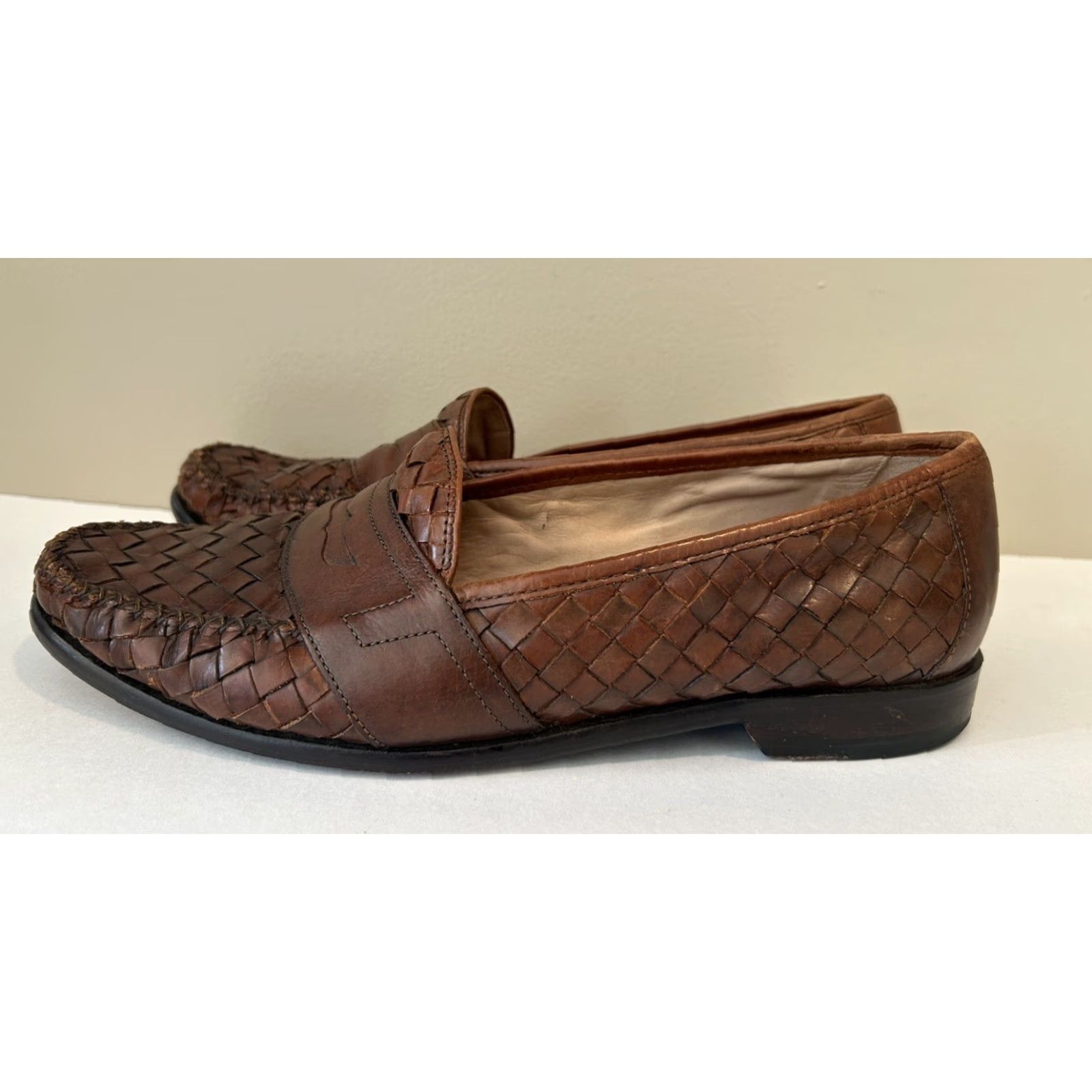 Cole Haan VINTAGE Cole Haan Brown Leather Woven Loafers Dress Shoes Men 10.5 M Oxford Comfort Brown Men Size US 11 / EU 44 - 2 Thumbnail