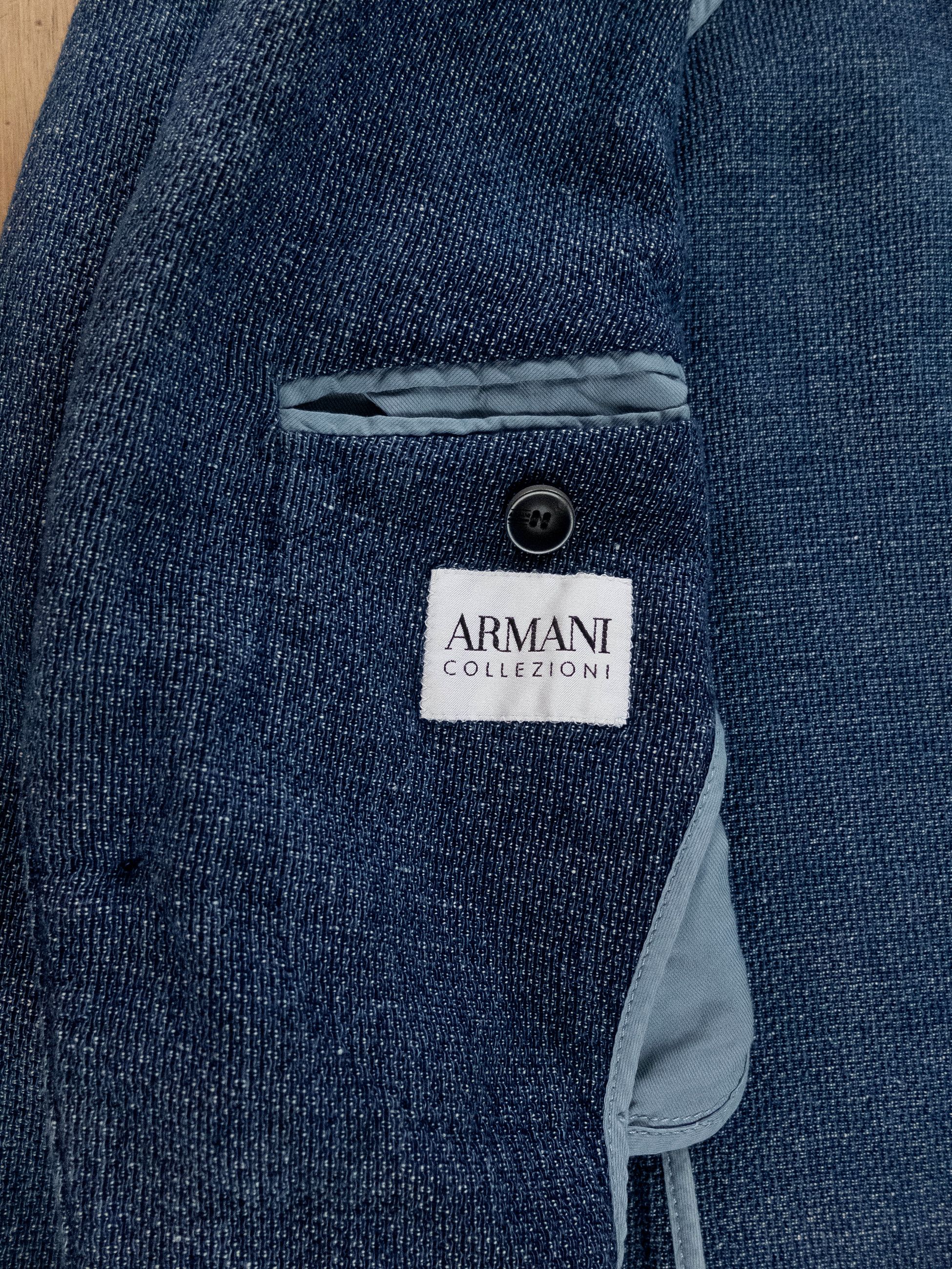 Armani Collezioni ARMANI COLLEZIONE blue cotton linen sportcoat 38 48 Size 38R - 9 Thumbnail