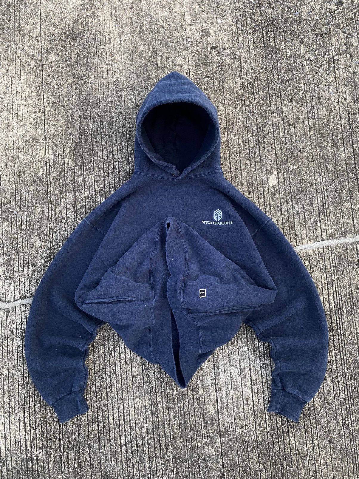 Russell Athletic × Vintage Faded Russell Athletic Heavyweight Hoodie Navy Size US XL / EU 56 / 4 - 9 Thumbnail