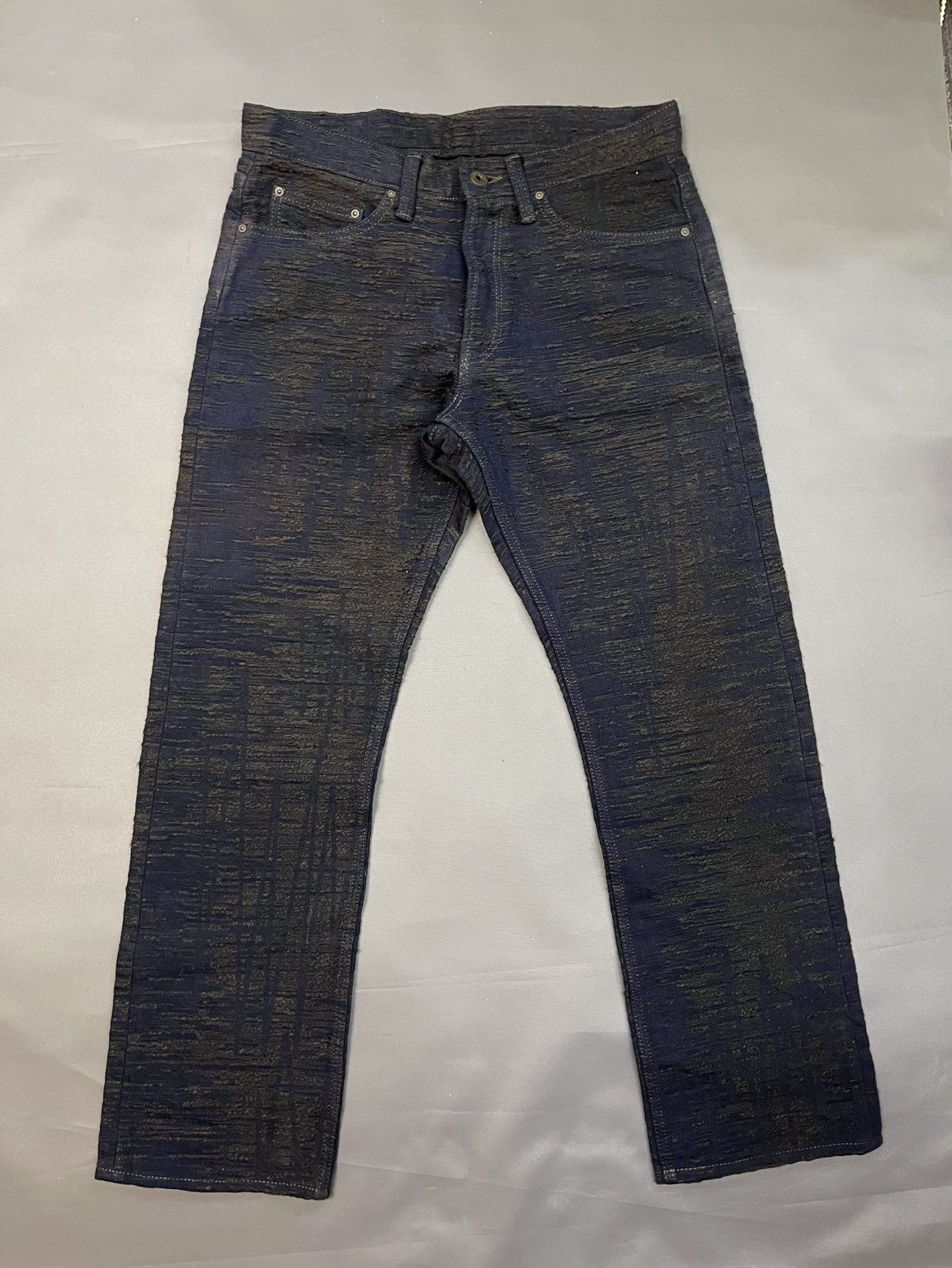 Issey Miyake × Le Grande Bleu (L.G.B.) ISSEY MIYAKE DENIM SASHIKO MIYAKE STUDIO DESIGNER JEANS Size US 33 - 2 Thumbnail