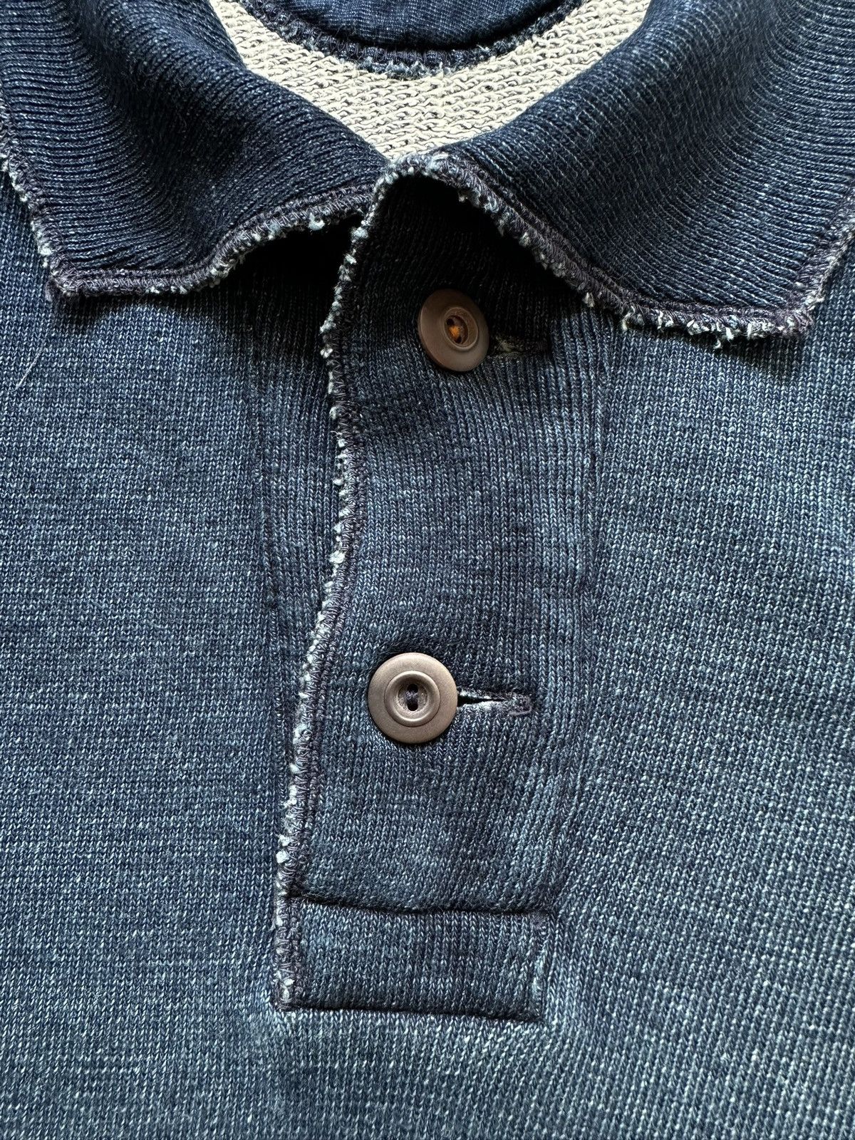 45rpm 00’s R by 45RPM indigo dyed polo long sleeve Size US S / EU 44-46 / 1 - 8 Thumbnail