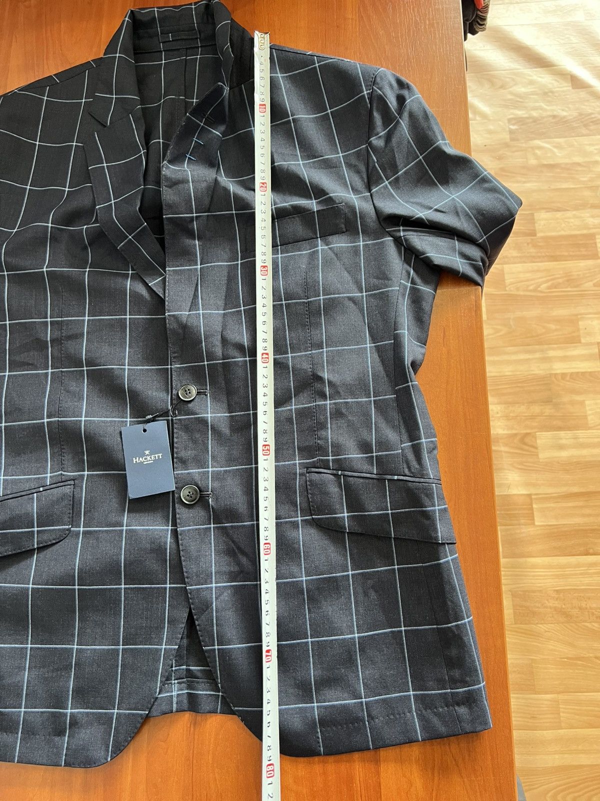Hackett HACKETT LONDON MENS BLUE WINDOWPANE WOOL BLAZER JACKET 44R Size 44R - 16 Thumbnail