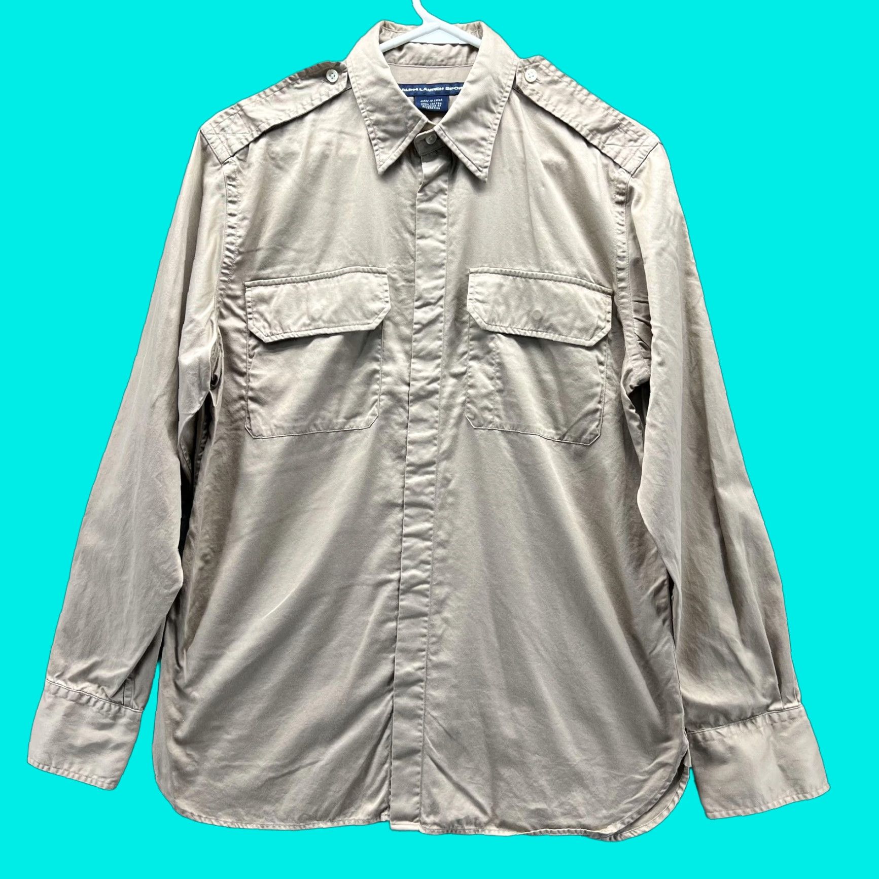 Polo Ralph Lauren Ralph Lauren Sport Shirt Womens 8 Beige Embroidered Dragon 1967 Military USNC Shirt Size M / US 6-8 / IT 42-44 - 1 Thumbnail