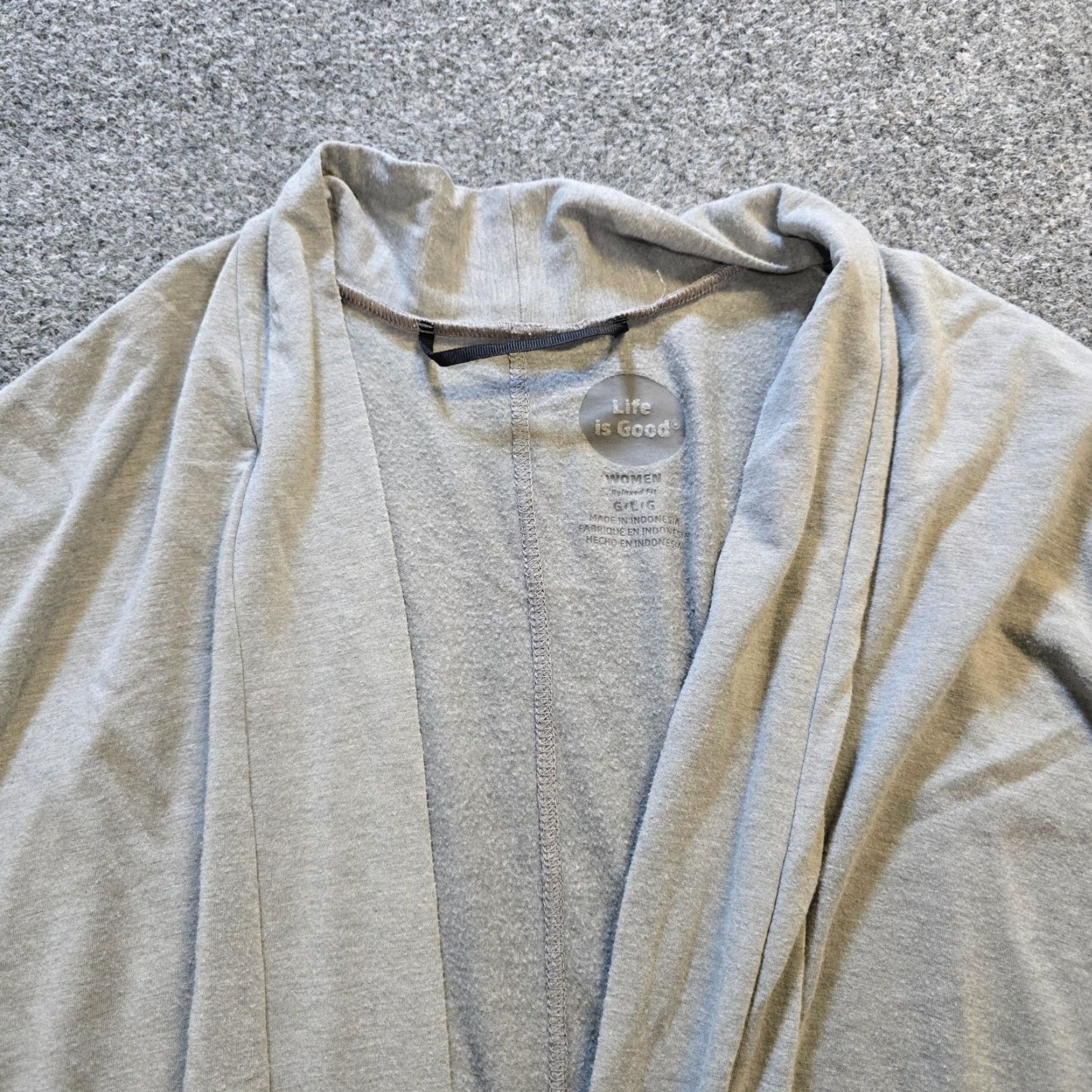 Life is Good Life is Good Sweater Cardigan Womens Large Gray Open Pockets Casual Lounge Size L / US 10 / IT 46 - 2 Thumbnail