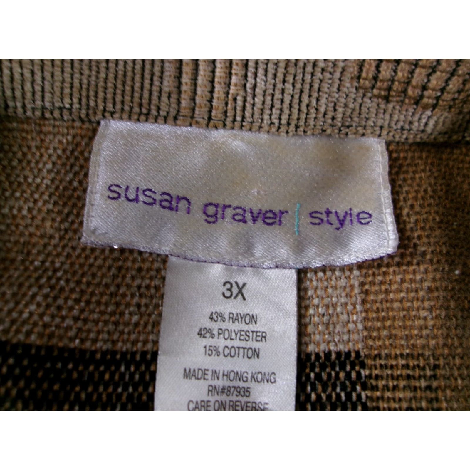Vintage VINTAGE Susan Graver Blazer Women 3X Brown Patchwork Chic Boho Casual Shacket 80s 90s Womens Size XXL / US 16-18 / IT 52-54 - 6 Thumbnail