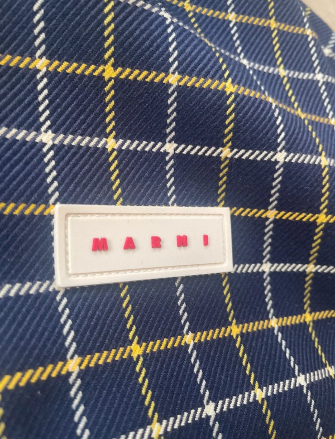 Marni Marni Wool Cotton Checked Navy Blue Hooded Zip Up Jacket Size US M / EU 48-50 / 2 - 9 Thumbnail
