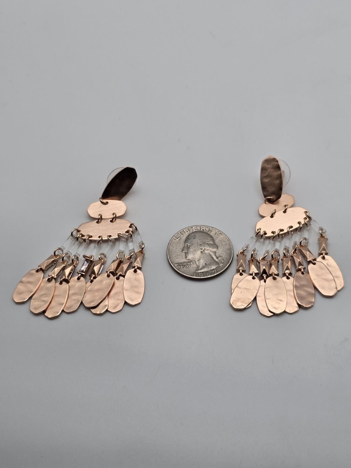 Other Kendra Scott Rose Gold Fringe Rhinestone Earrings Signed Size ONE SIZE - 1 Thumbnail
