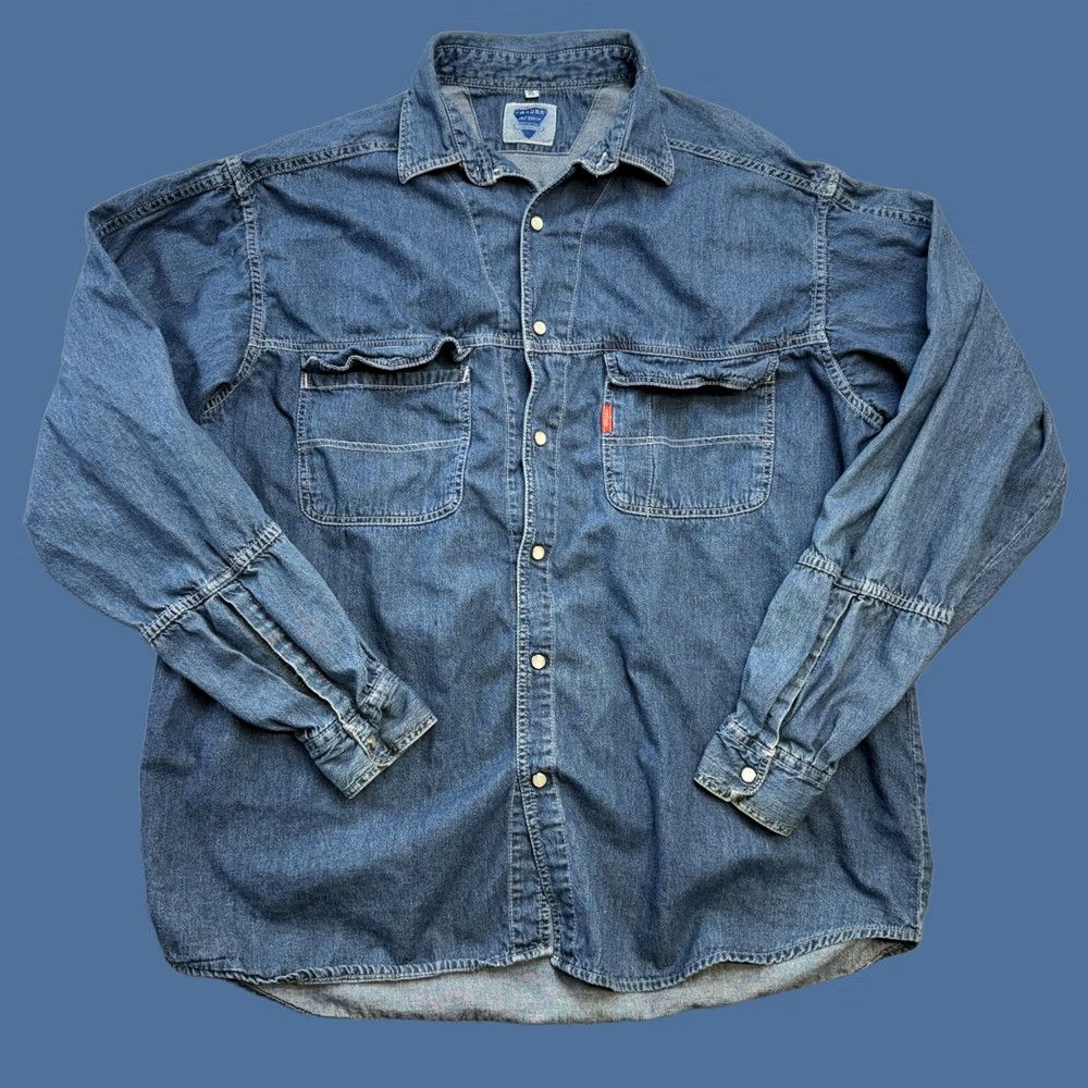 Doublet VINTAGE Trader Jelt Denim Shirt Adult XL Pearl Snap Sanforized Double Pocket Italy Women? Mens, XL Size US XL / EU 56 / 4 - 1 Thumbnail