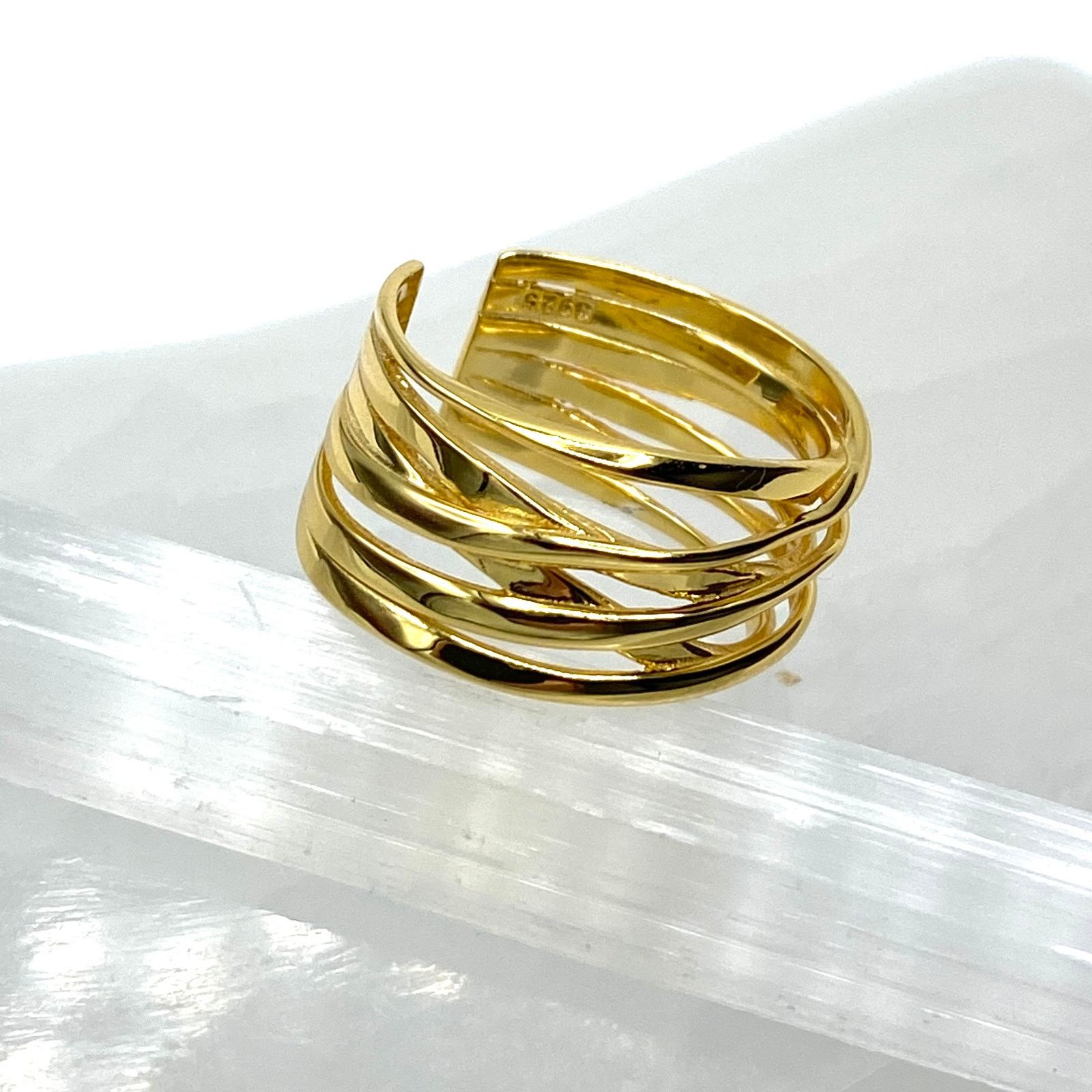 The Unbranded Brand Geometric Stacking 925 Sterling Silver Ring Adjustable Size Size ONE SIZE - 3 Thumbnail
