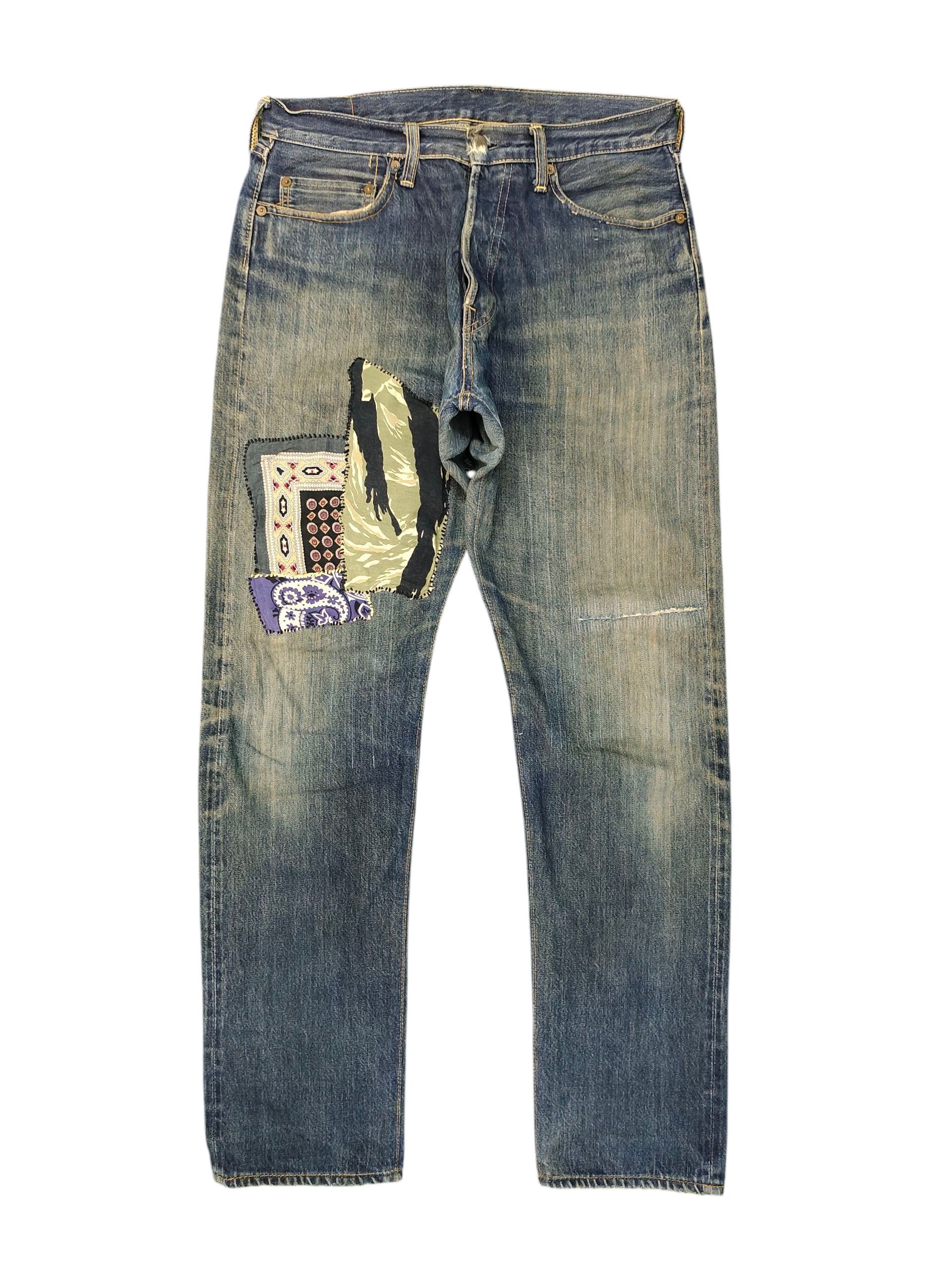 Studio D'Artisan 1990s Studio D' Artisan Selvedge Patchwork Distress Jeans Size US 32 / EU 48 - 1 Thumbnail