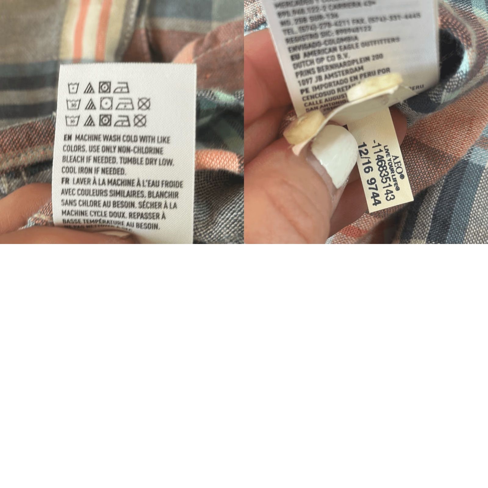 American Eagle Outfitters VINTAGE American Eagle Shirt Plaid Linen Button-Down Men 2XL Blue Orange Long Sleeve Size US XXL / EU 58 / 5 - 8 Thumbnail