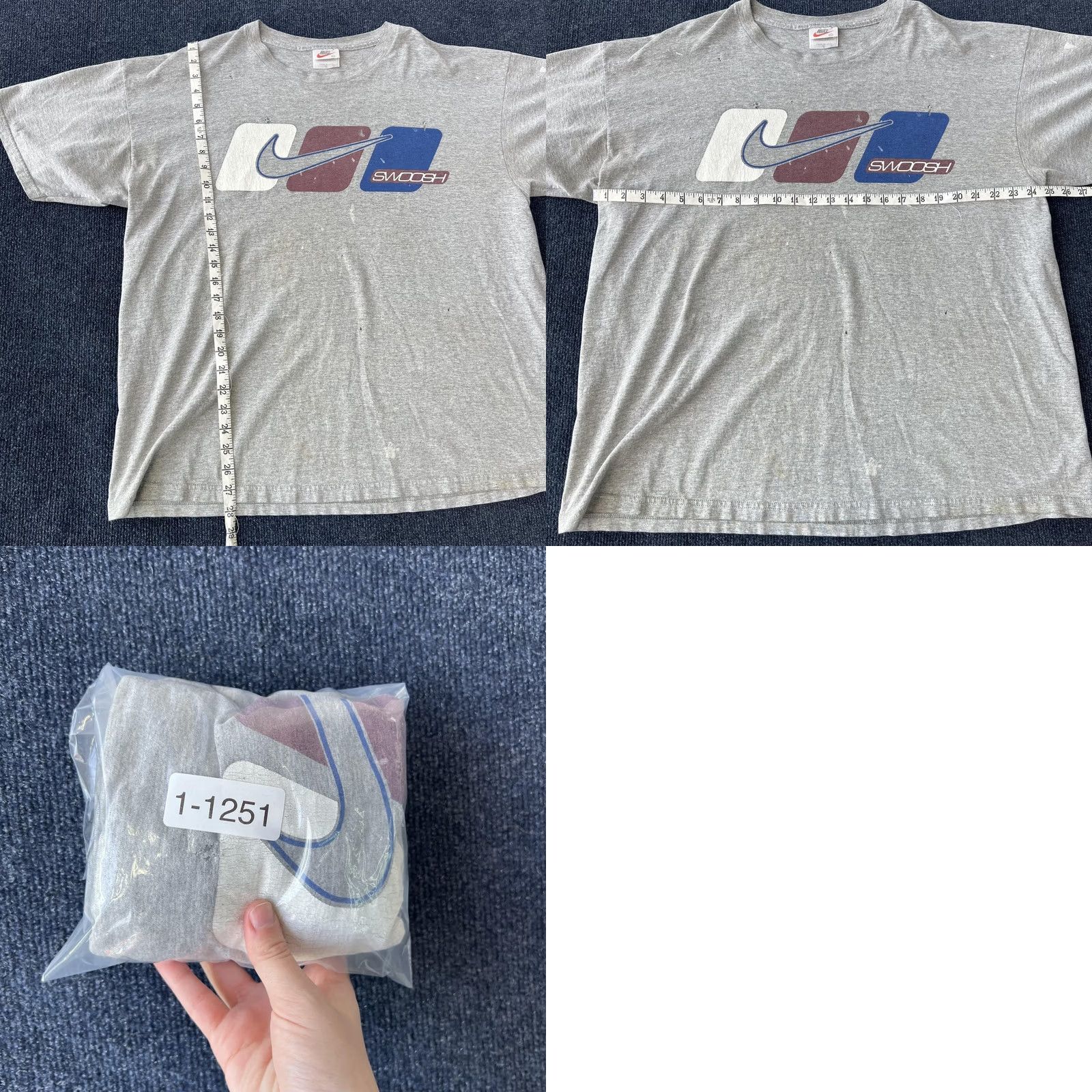 Nike VINTAGE Nike Swoosh Shirt Mens XL Heather Gray Made USA Graphic 00s Size US XL / EU 56 / 4 - 9 Thumbnail