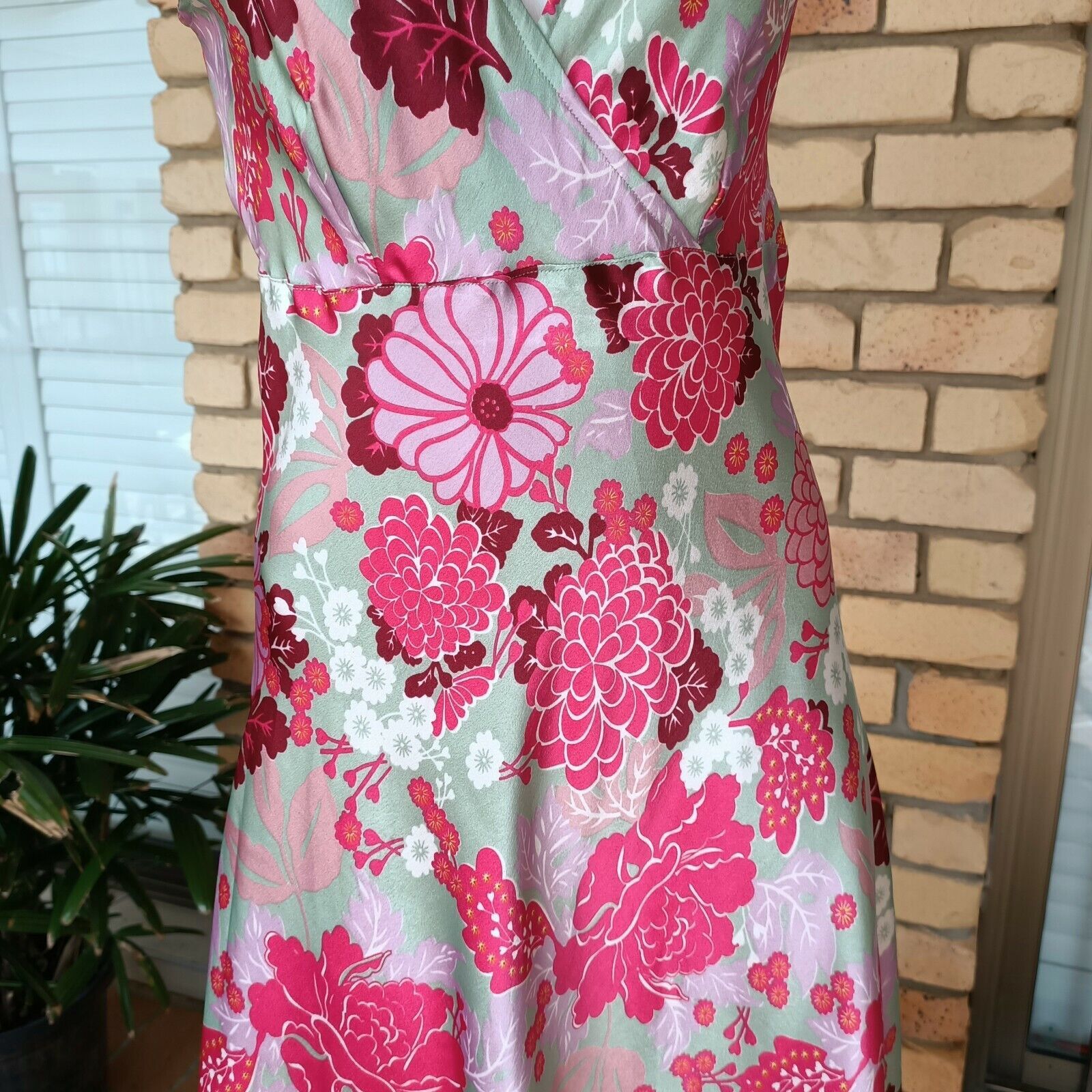 Designer × Vintage Vintage Y2K 2000s Uttam London Dress Pink Green Size M / US 6-8 / IT 42-44 - 9 Thumbnail