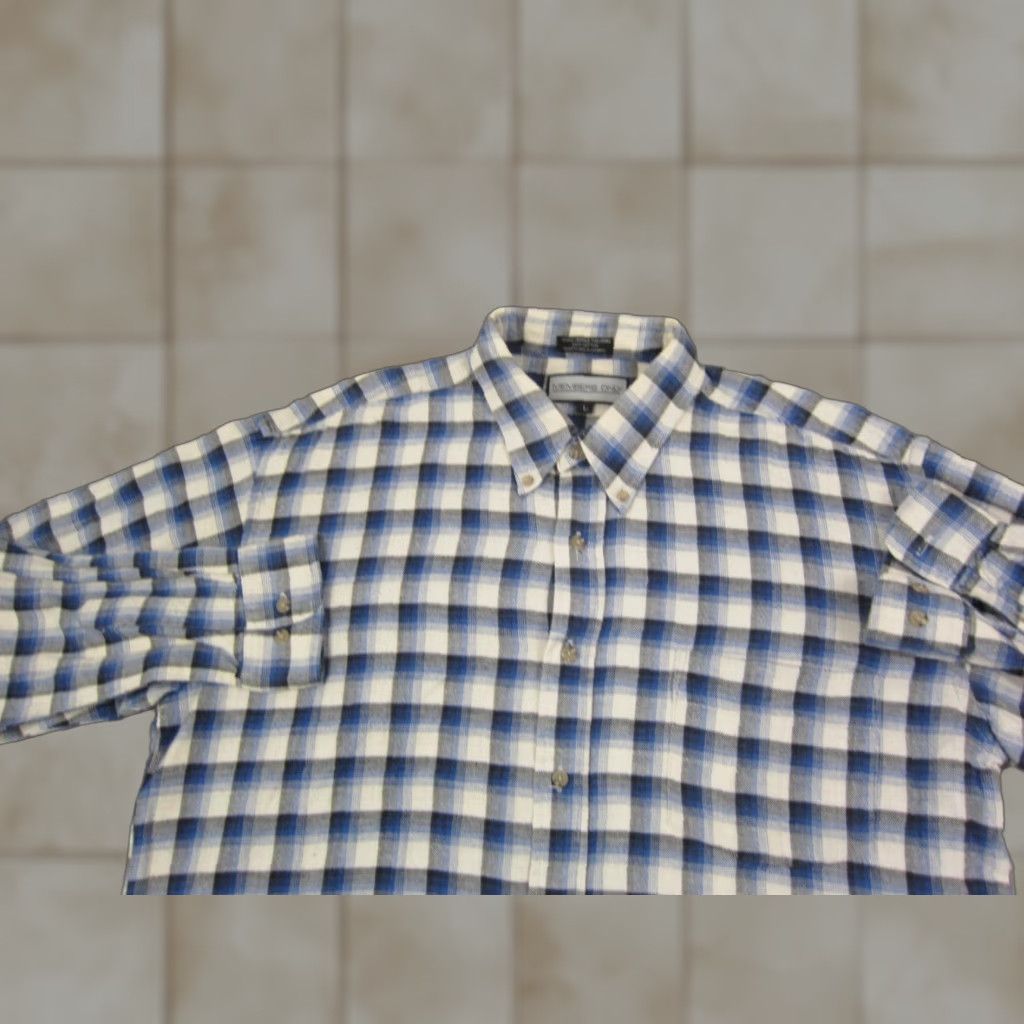 Members Only VINTAGE Members Only Shirt Mens Adult Large Blue Plaid Flannel Cotton 80s Shirt Button-Up 90s Theme Size US L / EU 52-54 / 3 - 1 Thumbnail