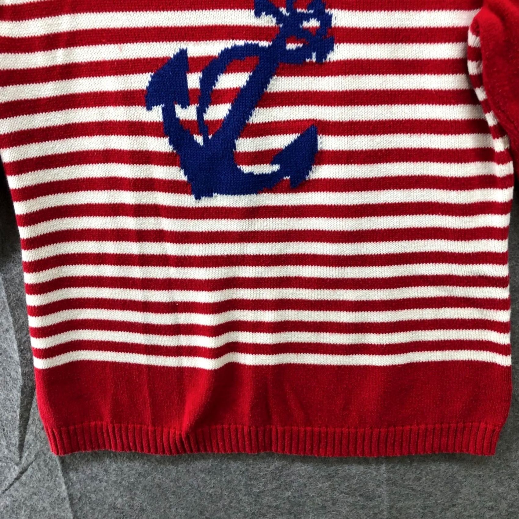 Talbots VINTAGE Talbots Boat Neck Sweater Womens MP Red Striped Nautical Sailor Anchor Pullover Knit Shirt Size M / US 6-8 / IT 42-44 - 4 Thumbnail