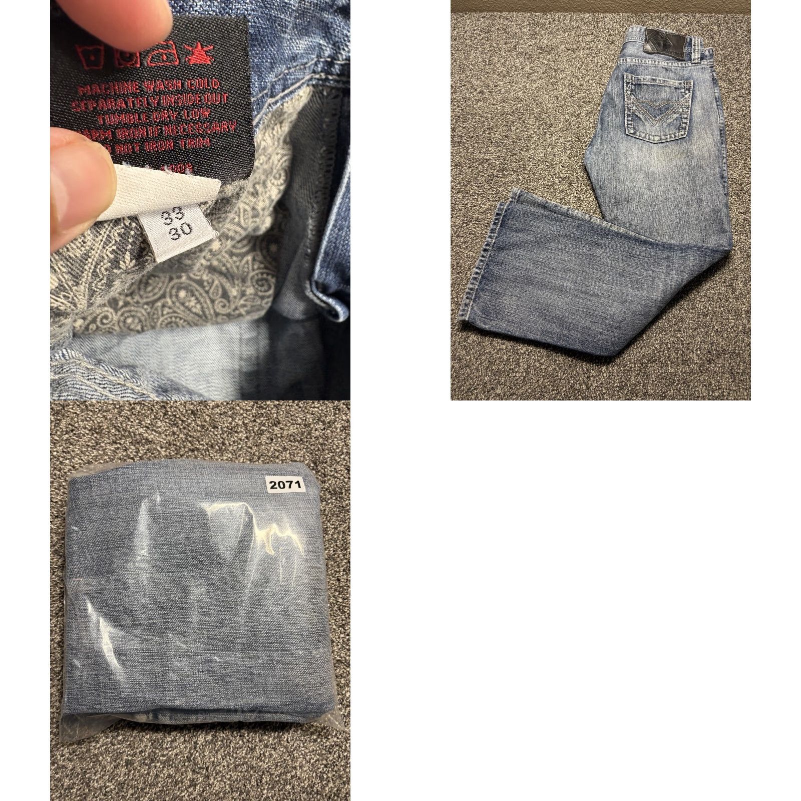 Pistola Rock & Roll Jeans Pistol Bootcut Mens 33x30 Blue Denim Cotton Western 5-Pocket Regular Rock and Roll Cowboy Jeans Size US 33 - 9 Thumbnail