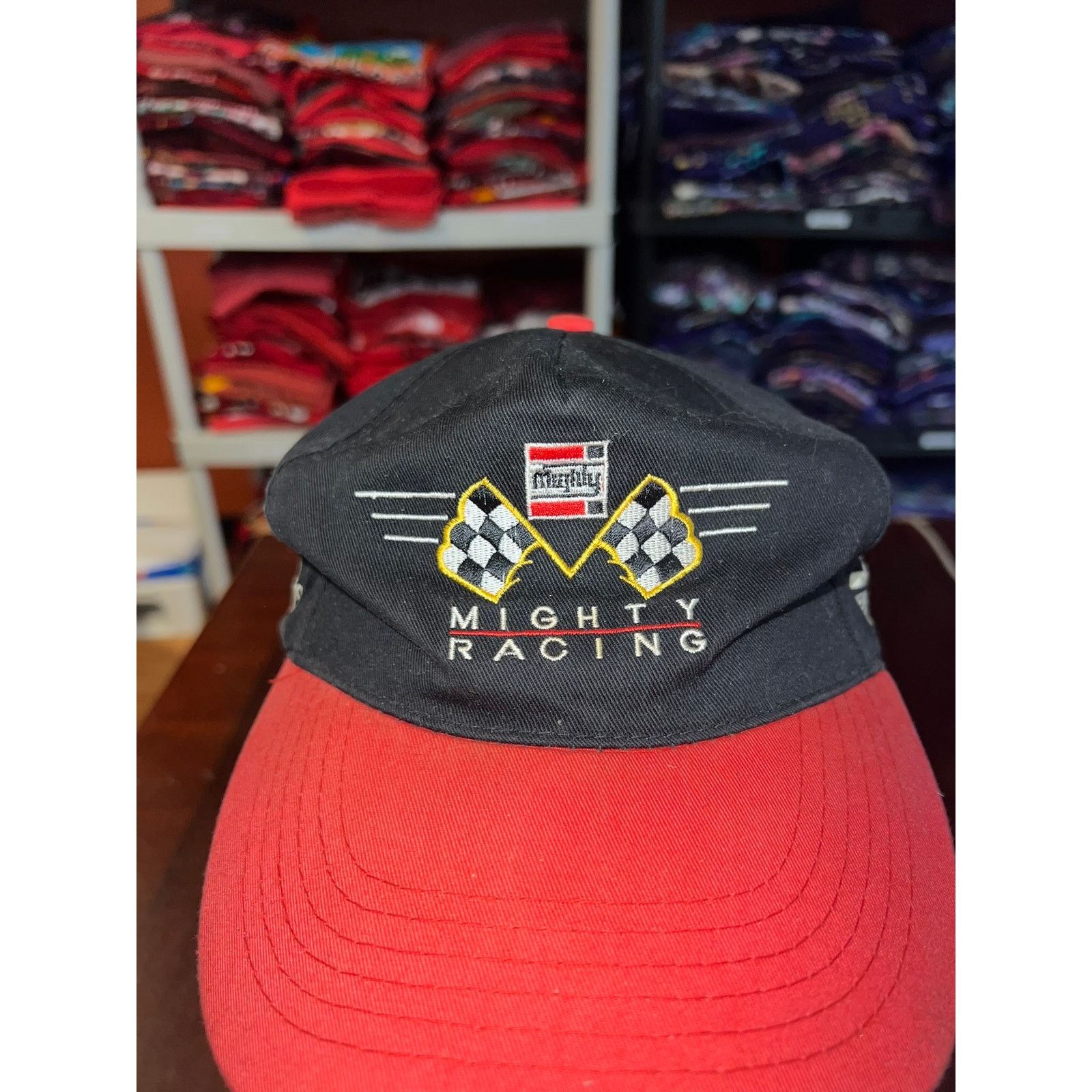Vintage Vintage Racing Hat Mighty Flags Black Snapback Headwear 90s Size ONE SIZE - 2 Thumbnail