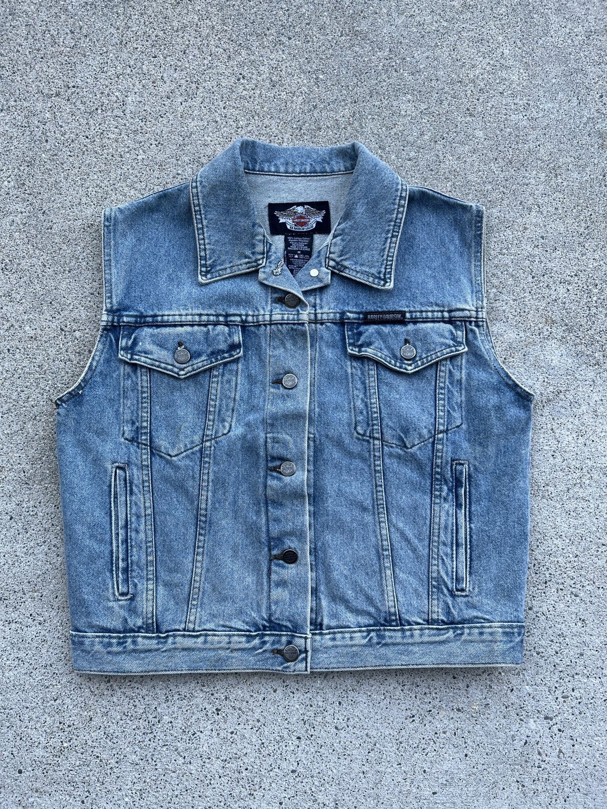 Harley Davidson 1990s Harley Davidsons Light Indigo Denim Biker Vest Size M Size M / US 6-8 / IT 42-44 - 1 Thumbnail