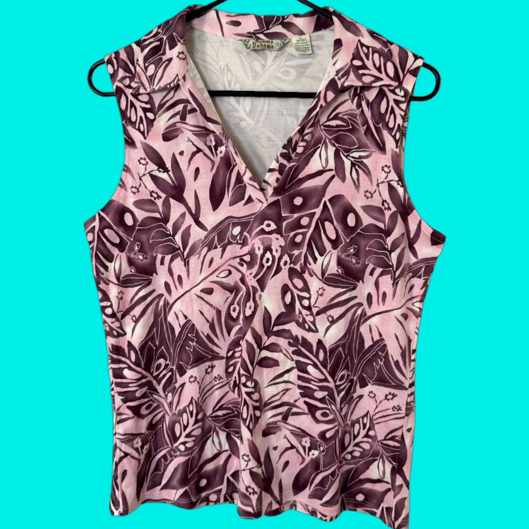 Tommy Bahama VINTAGE Tommy Bahama Women's Tank Top Sleeveless V-Neck Silk Blend Purple M Floral Tropical Hawaiian Beach Size M / US 6-8 / IT 42-44 - 1 Thumbnail