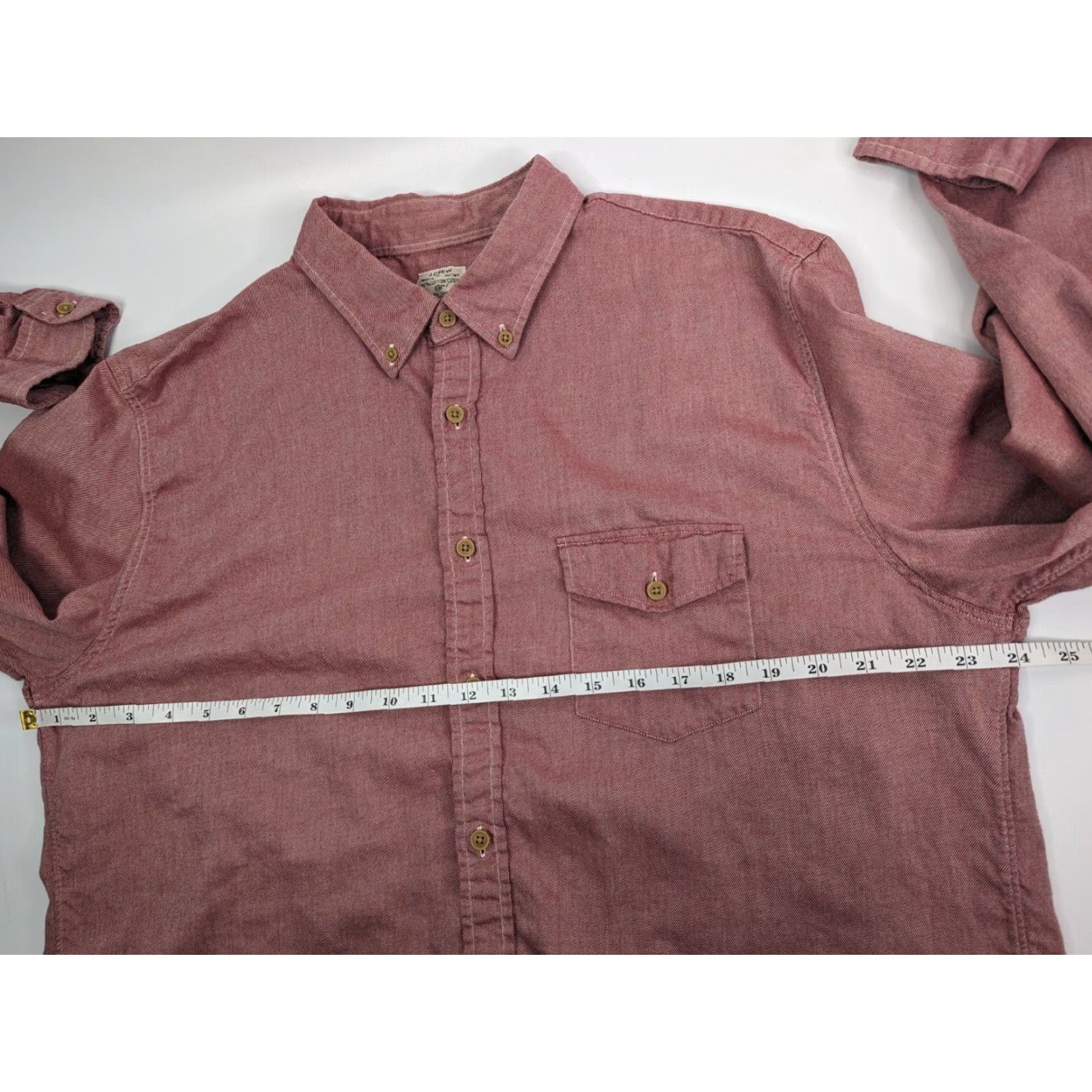 J.Crew J. Crew Shirt Mens XL Red Cotton Button-Down Long Sleeve with Chest Pocket - Work, Casual, Classic, Preppy - Regular Fit Size US XL / EU 56 / 4 - 6 Thumbnail