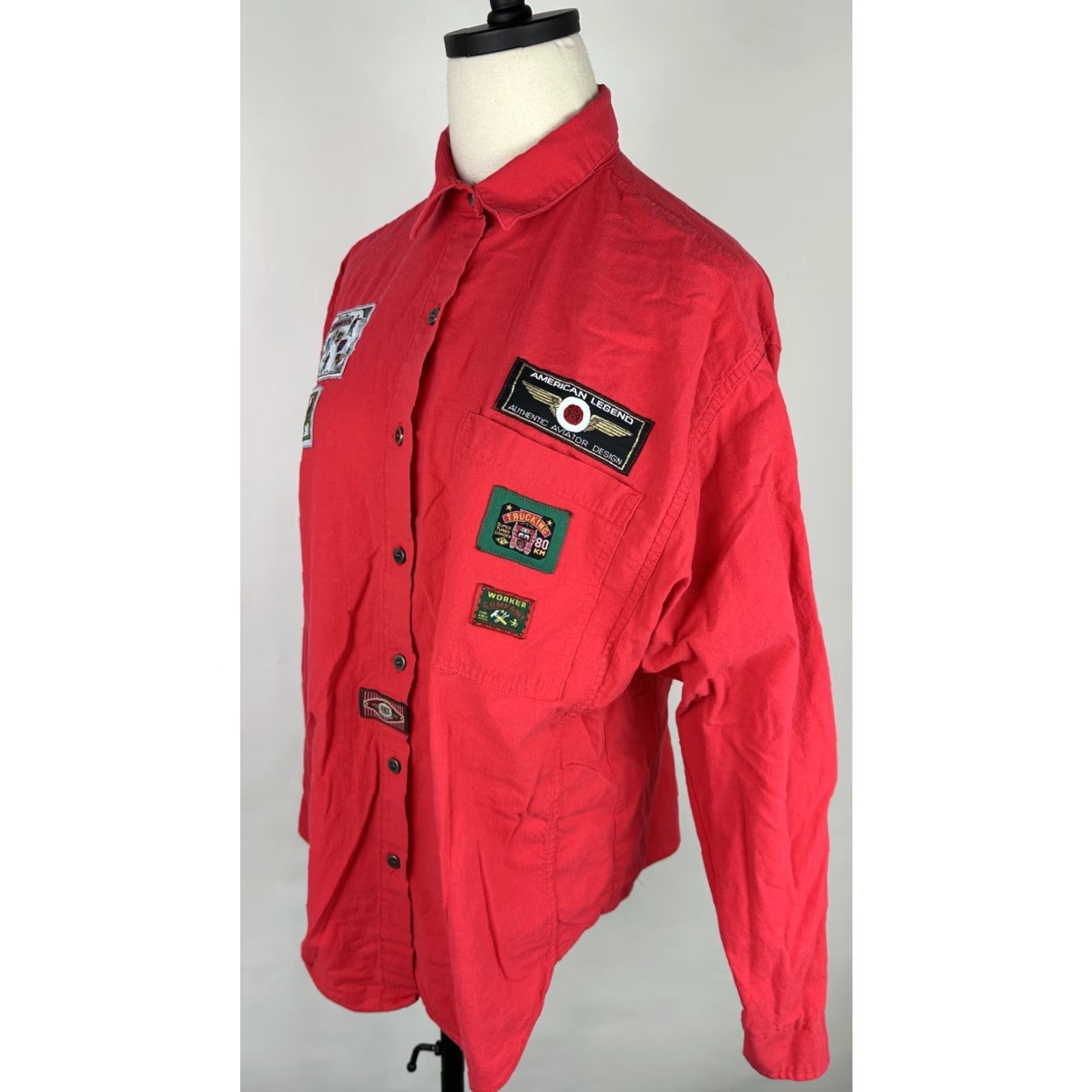 Vintage VINTAGE Casey & Max Womens Button-Up Shirt M Red 90s Retro Bohemian Army Grunge Casual Shirt Womens Medium Red Vintage Size M / US 6-8 / IT 42-44 - 6 Thumbnail