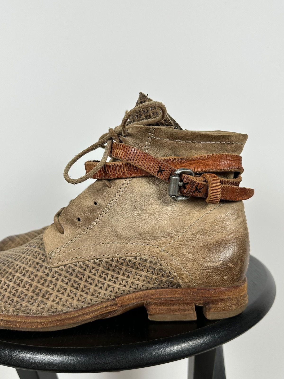 A.S.98 A.S.98. Airstep Beige Leather Biker Buckle Strap Ankle Boots Size US 8 / IT 38 - 13 Thumbnail