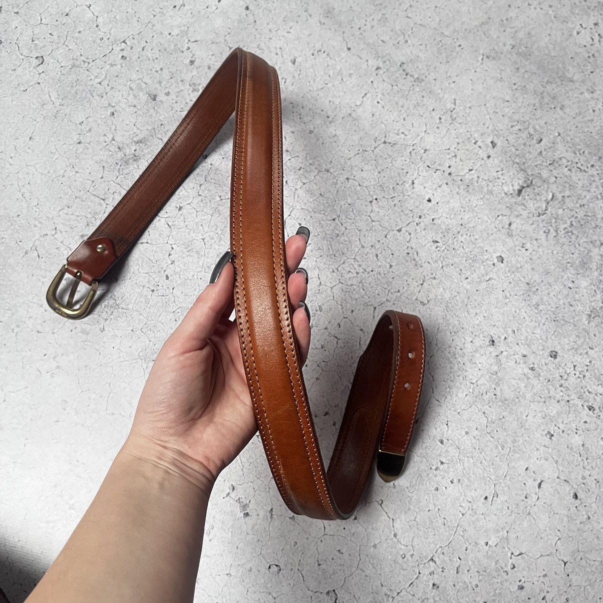 Designer × Japanese Brand × Vintage Brown Leather Belt Brass Hardware Italy Columbus Hype 00s Size ONE SIZE - 5 Thumbnail